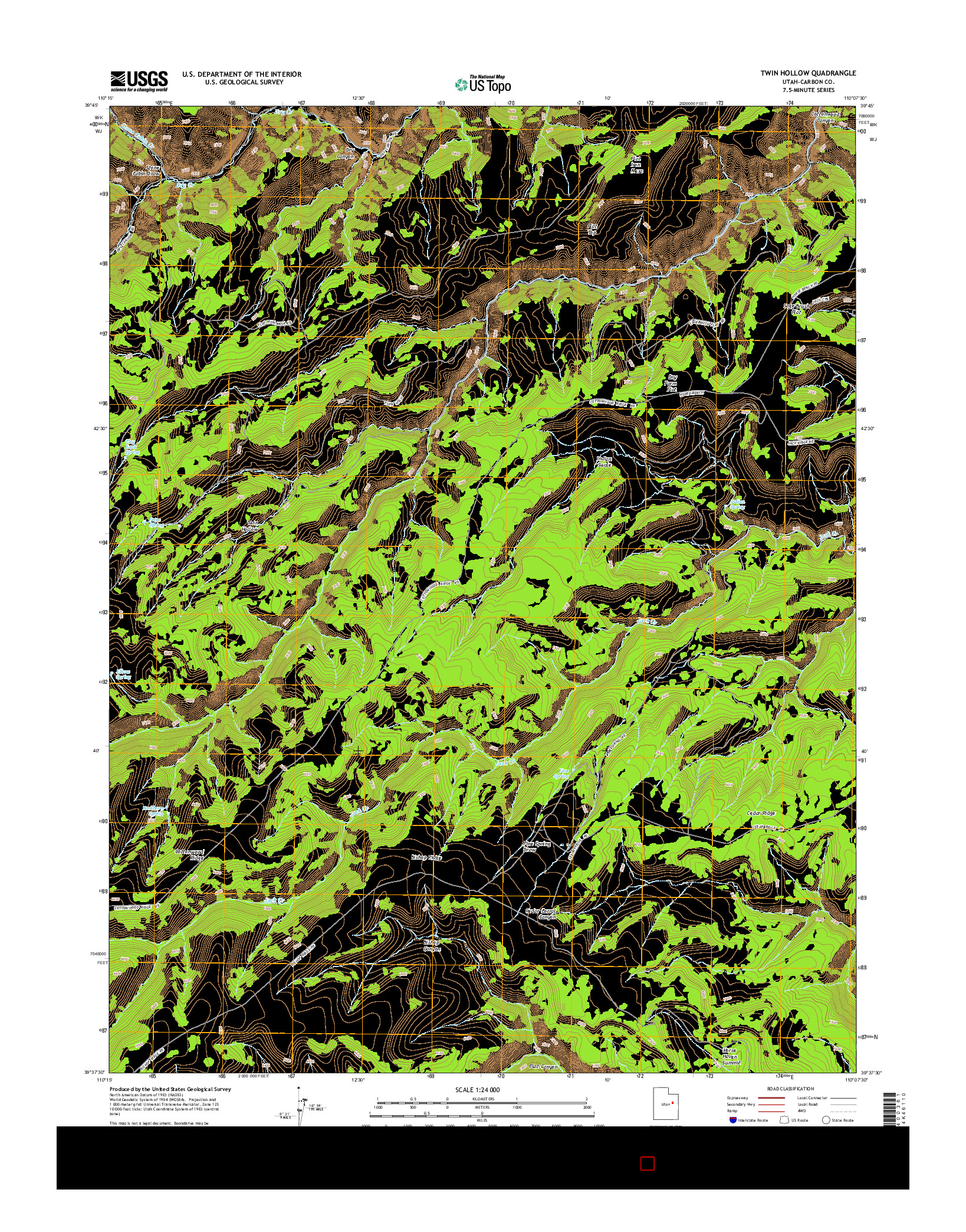 USGS US TOPO 7.5-MINUTE MAP FOR TWIN HOLLOW, UT 2014