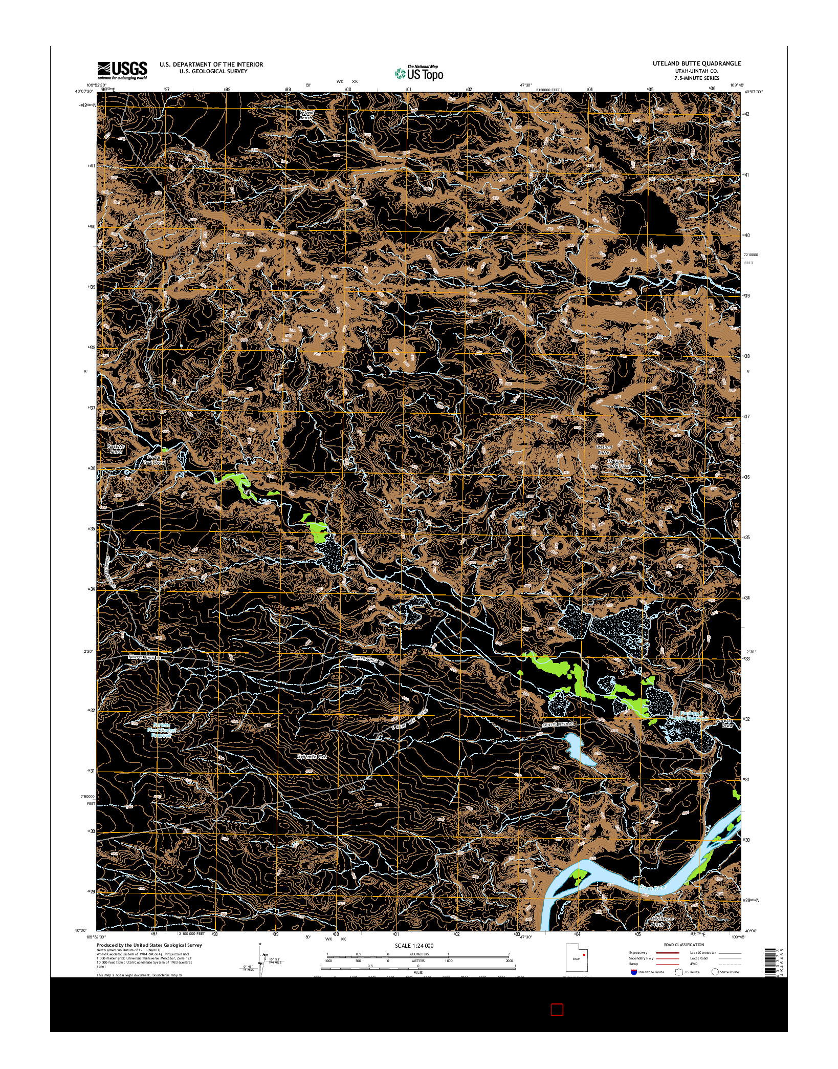 USGS US TOPO 7.5-MINUTE MAP FOR UTELAND BUTTE, UT 2014