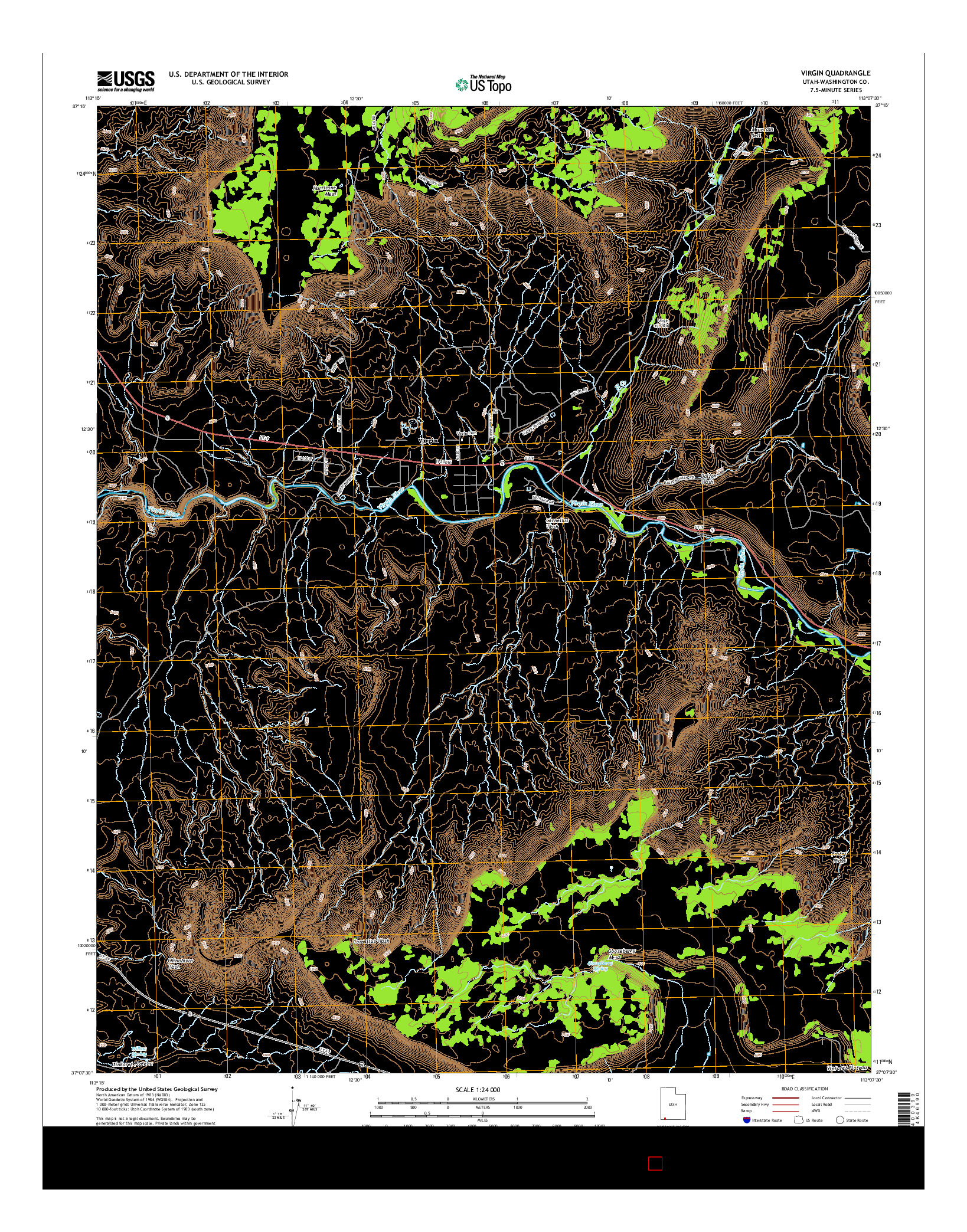 USGS US TOPO 7.5-MINUTE MAP FOR VIRGIN, UT 2014