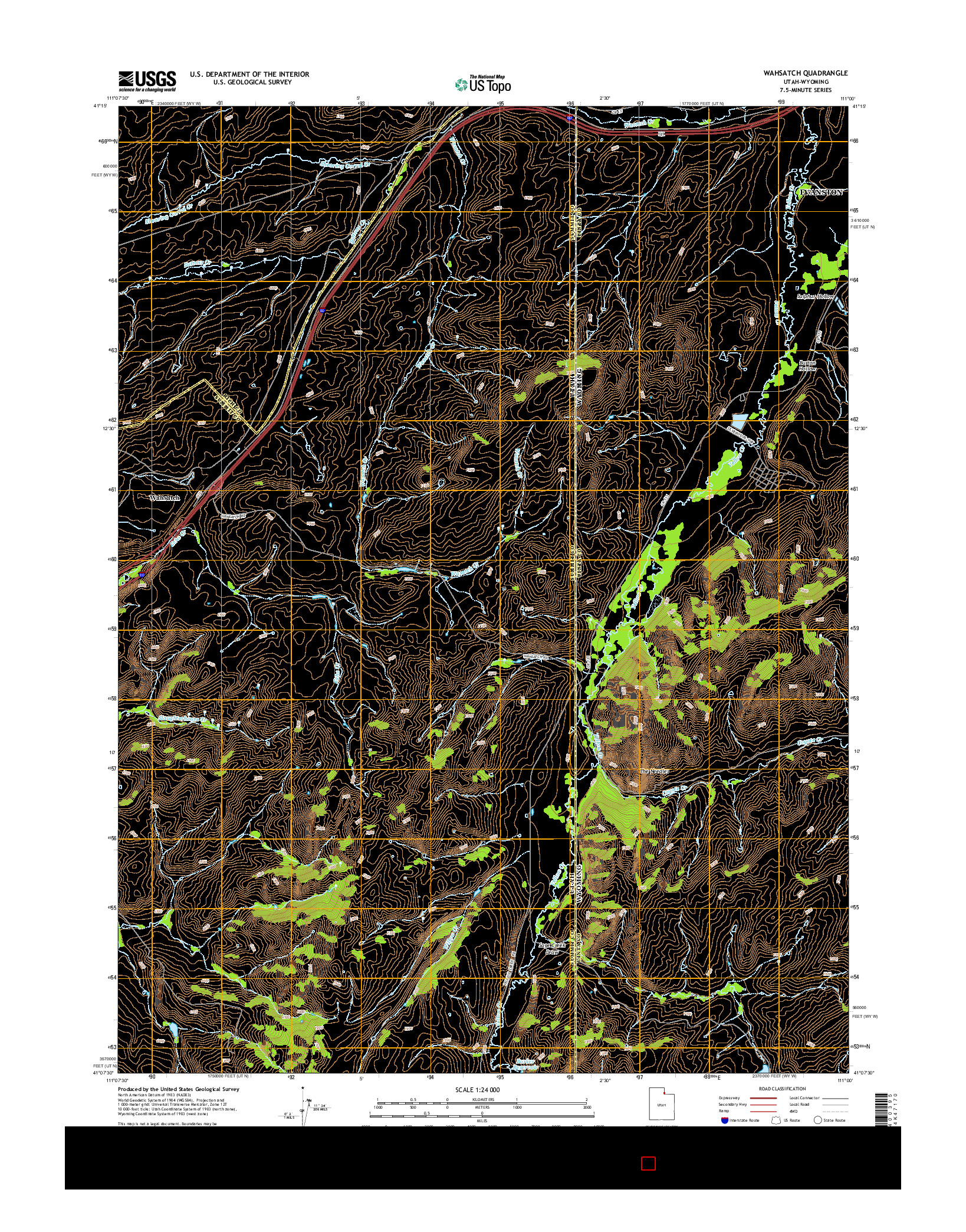 USGS US TOPO 7.5-MINUTE MAP FOR WAHSATCH, UT-WY 2014