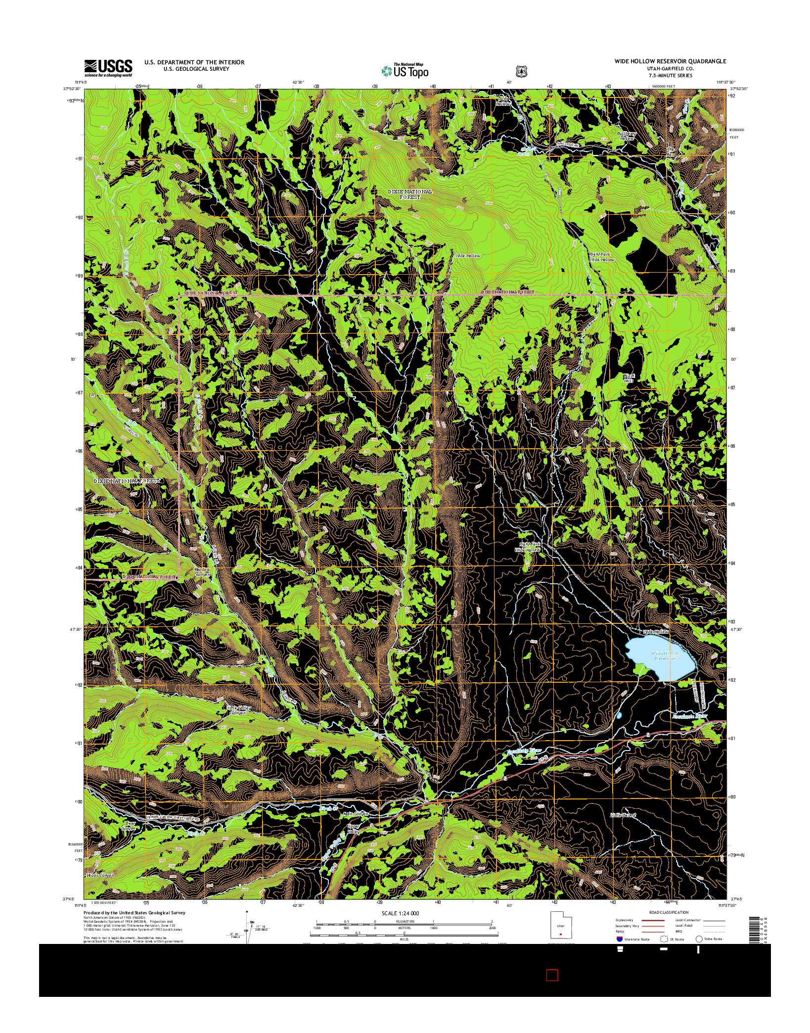 USGS US TOPO 7.5-MINUTE MAP FOR WIDE HOLLOW RESERVOIR, UT 2014