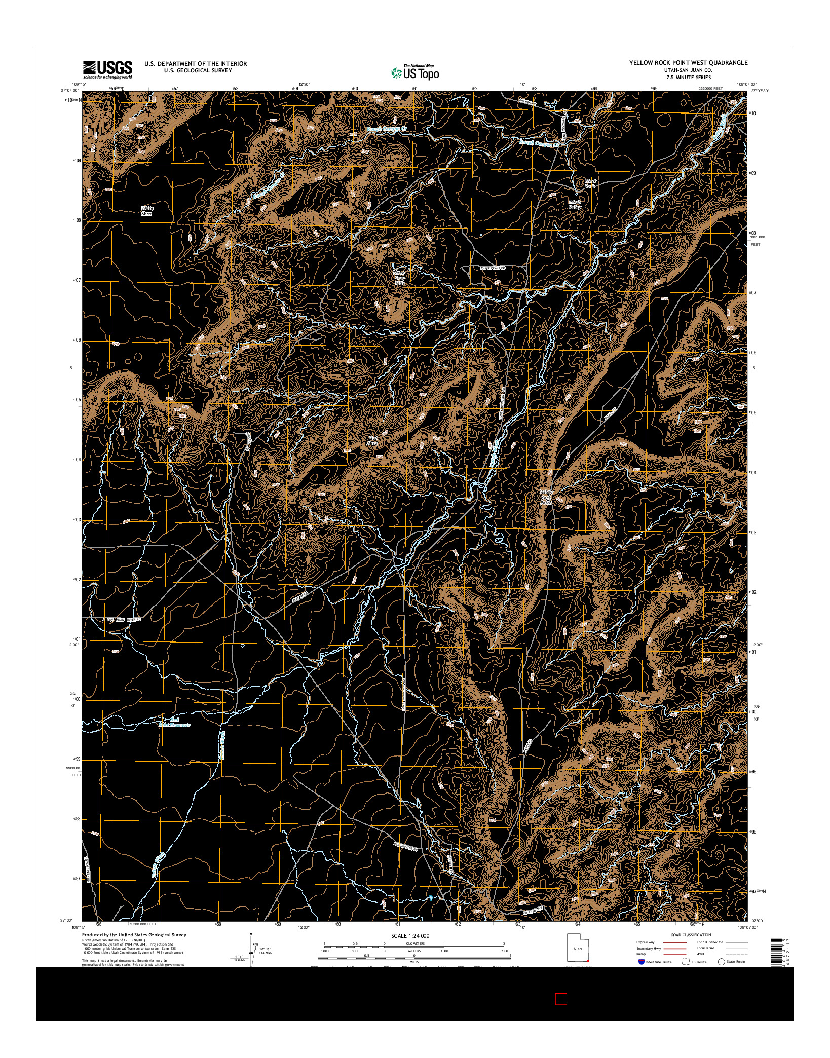 USGS US TOPO 7.5-MINUTE MAP FOR YELLOW ROCK POINT WEST, UT 2014