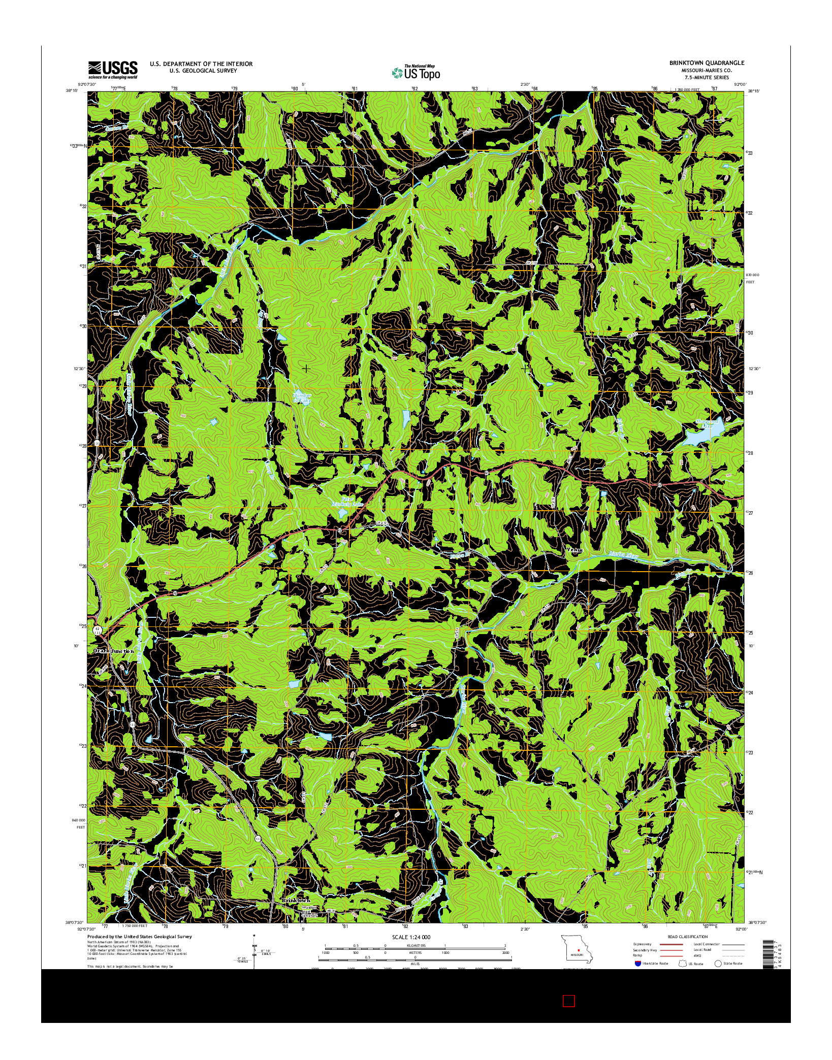 USGS US TOPO 7.5-MINUTE MAP FOR BRINKTOWN, MO 2015