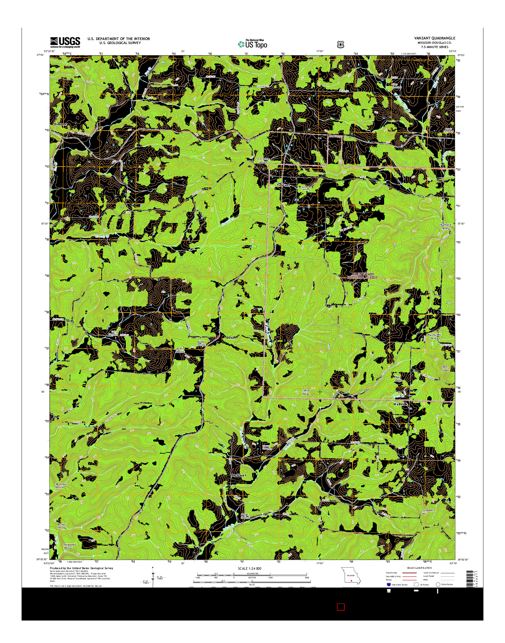 USGS US TOPO 7.5-MINUTE MAP FOR VANZANT, MO 2015