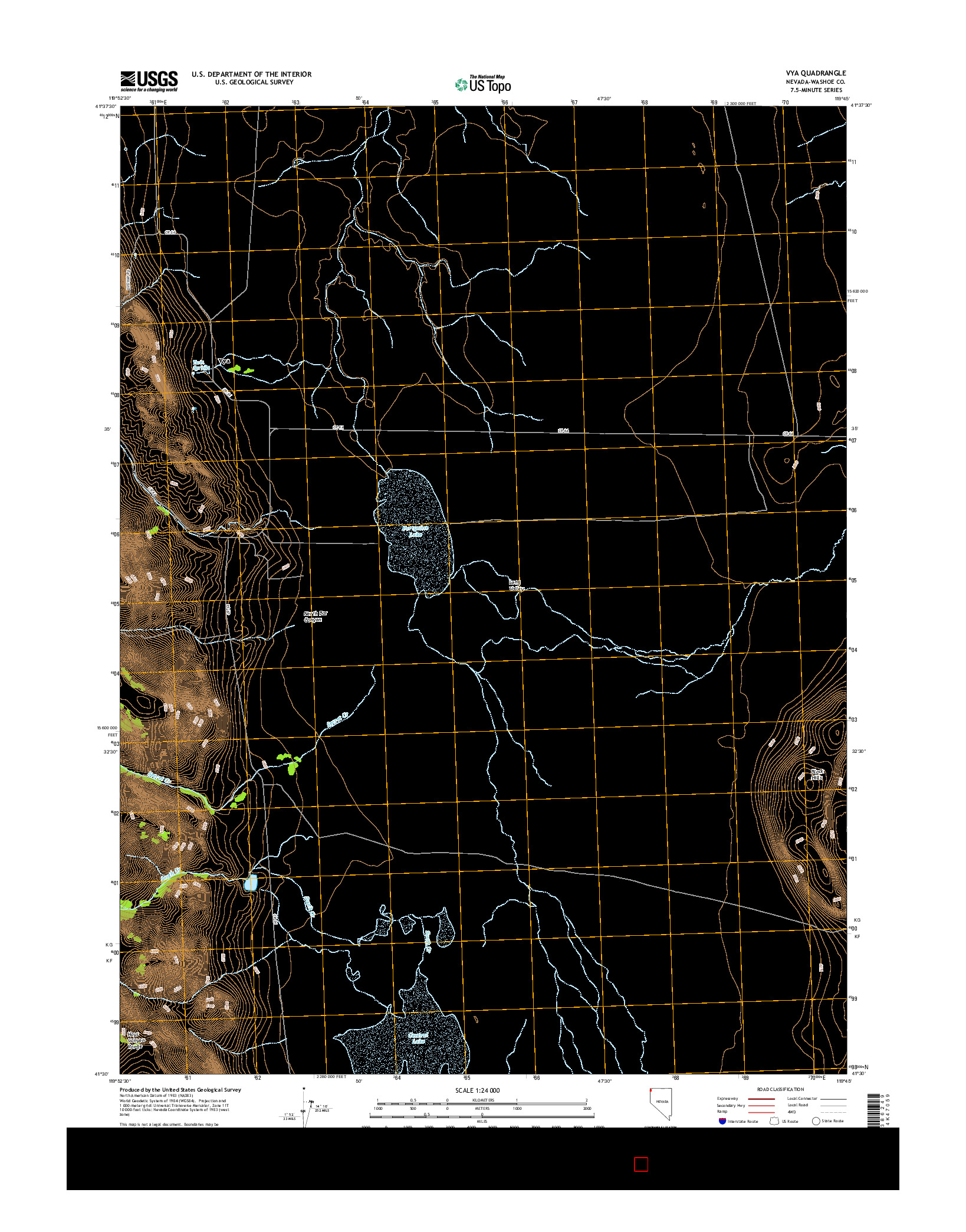 USGS US TOPO 7.5-MINUTE MAP FOR VYA, NV 2015