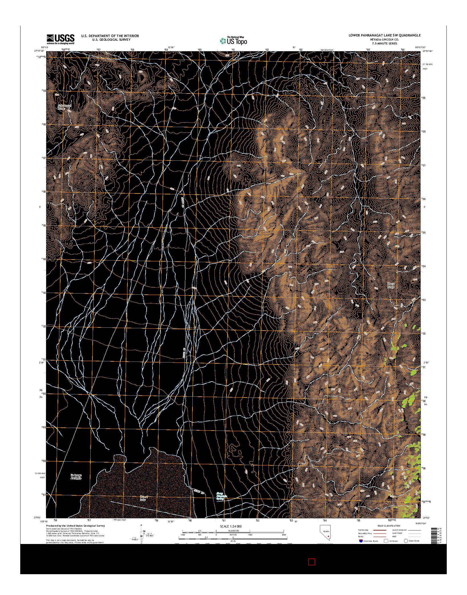 USGS US TOPO 7.5-MINUTE MAP FOR LOWER PAHRANAGAT LAKE SW, NV 2015