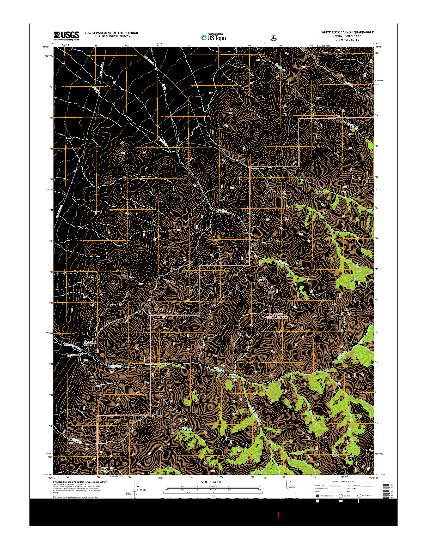 USGS US TOPO 7.5-MINUTE MAP FOR WHITE ROCK CANYON, NV 2015