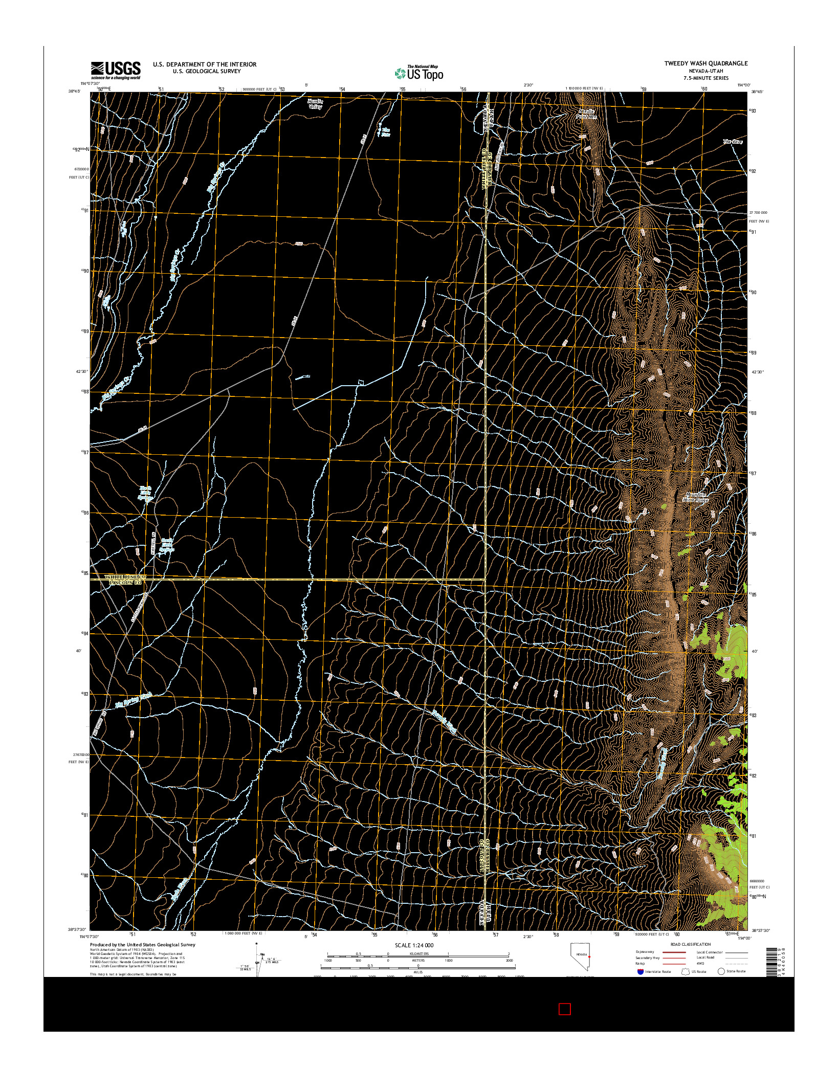 USGS US TOPO 7.5-MINUTE MAP FOR TWEEDY WASH, NV-UT 2015