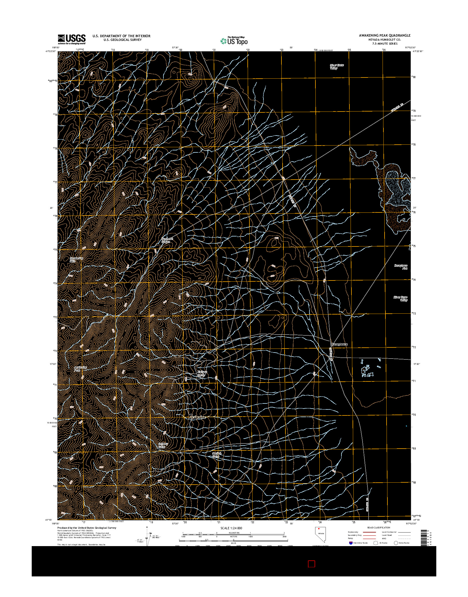 USGS US TOPO 7.5-MINUTE MAP FOR AWAKENING PEAK, NV 2015