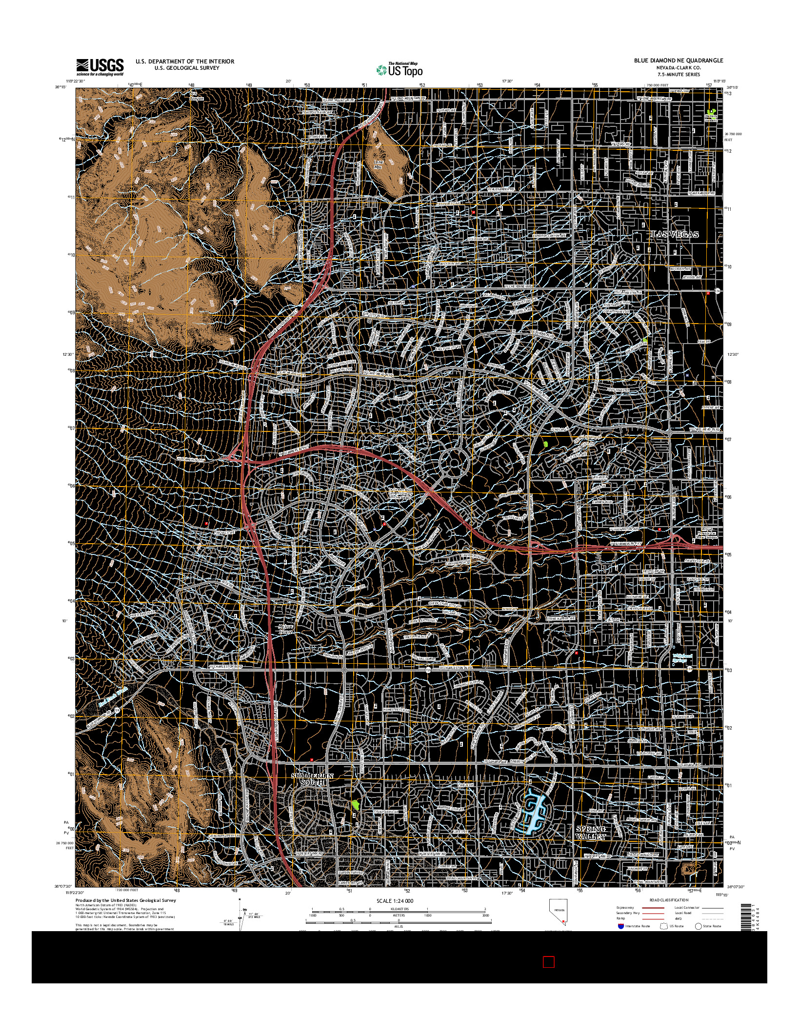 USGS US TOPO 7.5-MINUTE MAP FOR BLUE DIAMOND NE, NV 2015