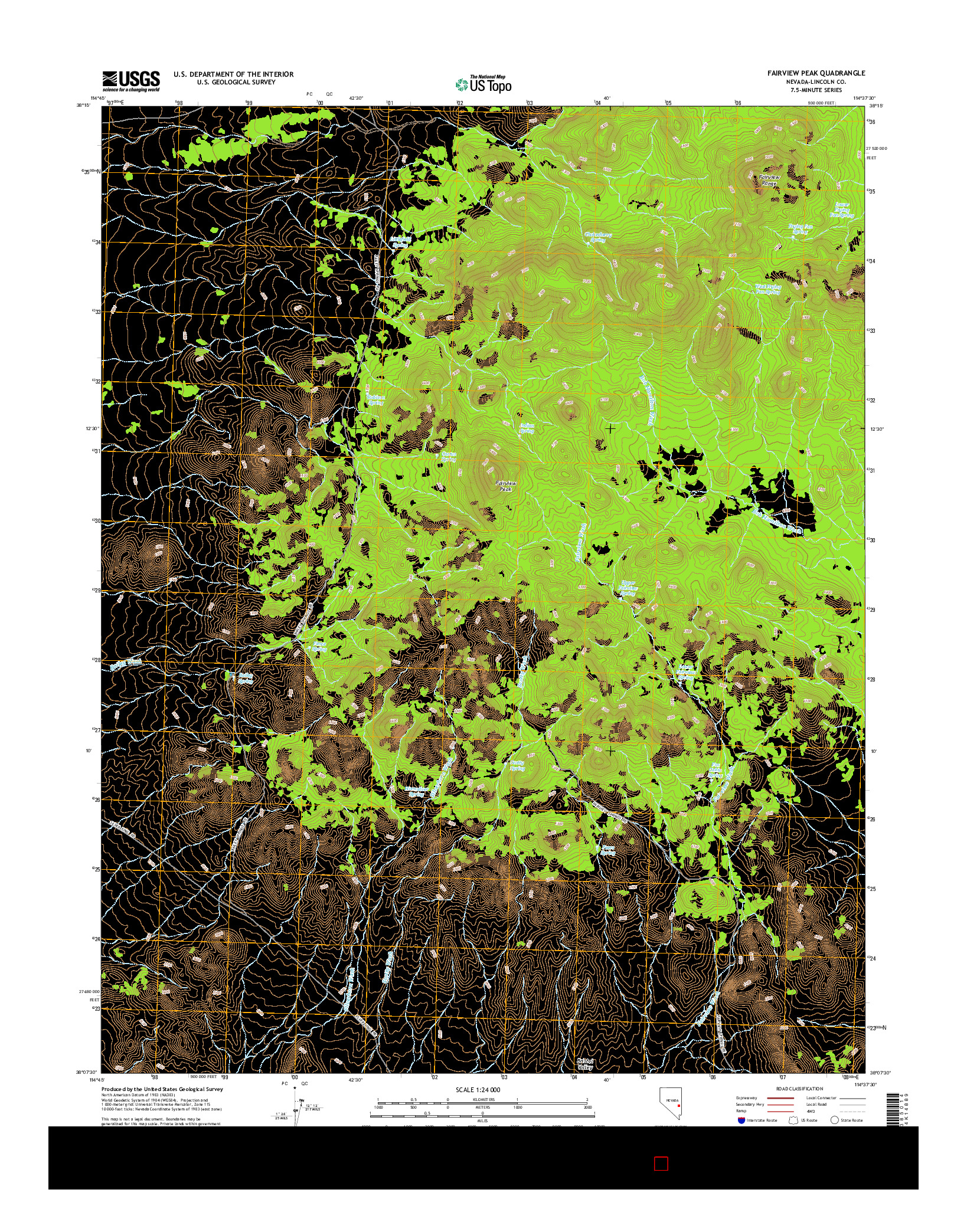 USGS US TOPO 7.5-MINUTE MAP FOR FAIRVIEW PEAK, NV 2015