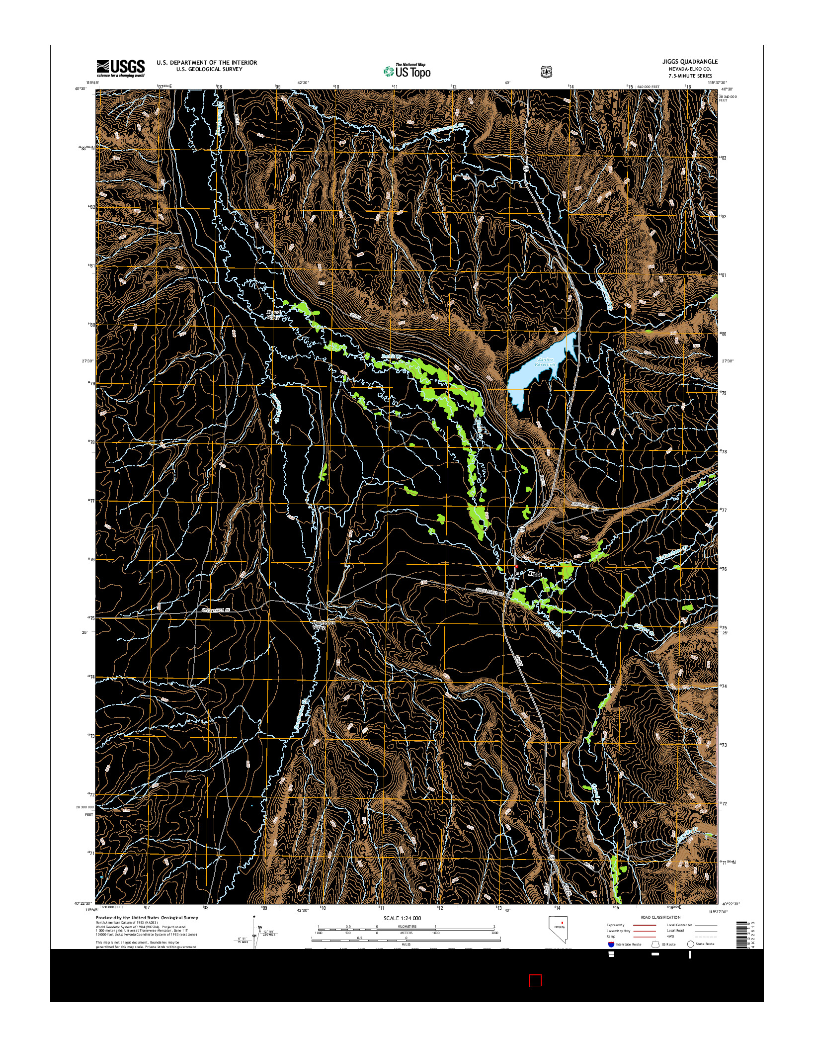 USGS US TOPO 7.5-MINUTE MAP FOR JIGGS, NV 2015