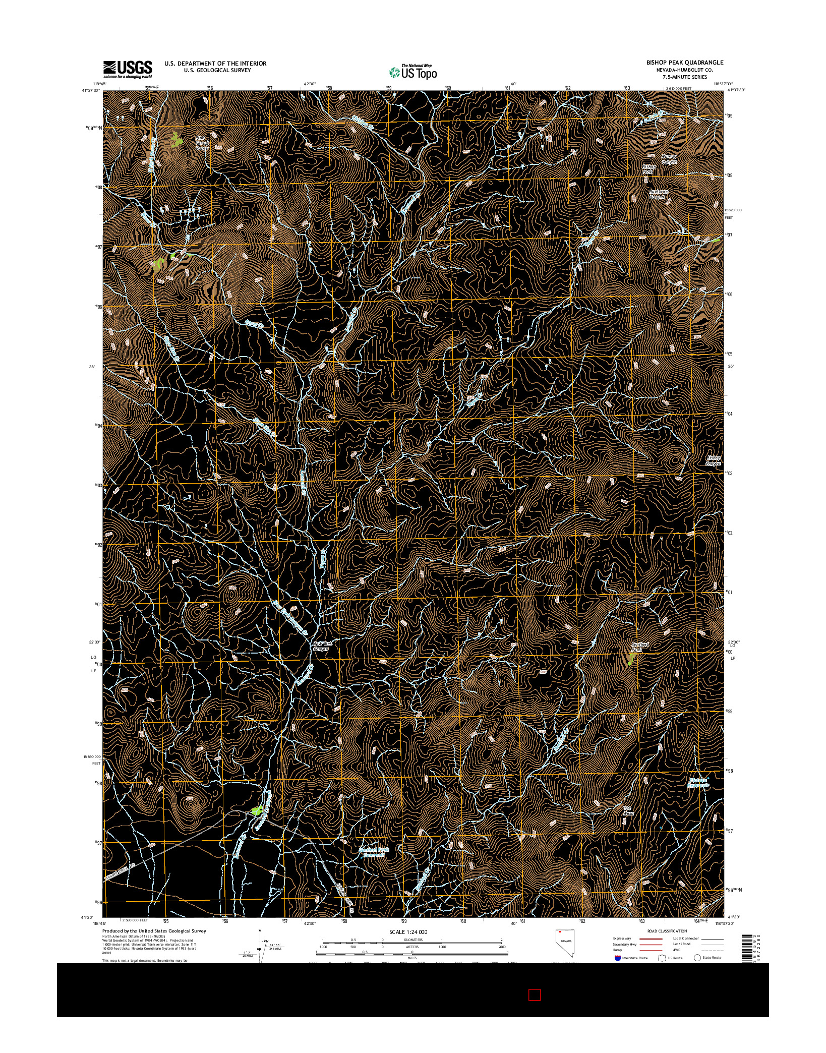 USGS US TOPO 7.5-MINUTE MAP FOR BISHOP PEAK, NV 2015