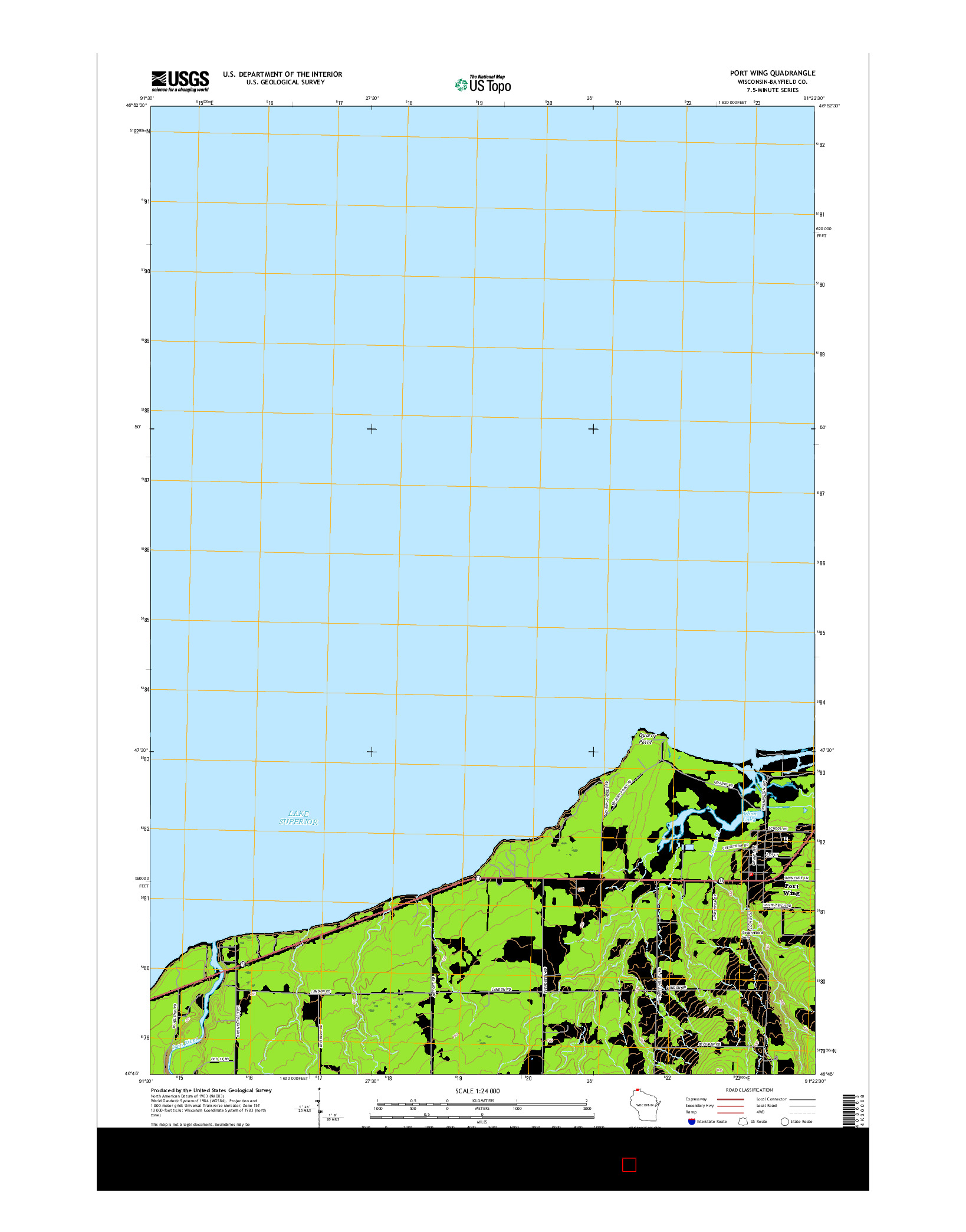 USGS US TOPO 7.5-MINUTE MAP FOR PORT WING, WI 2015