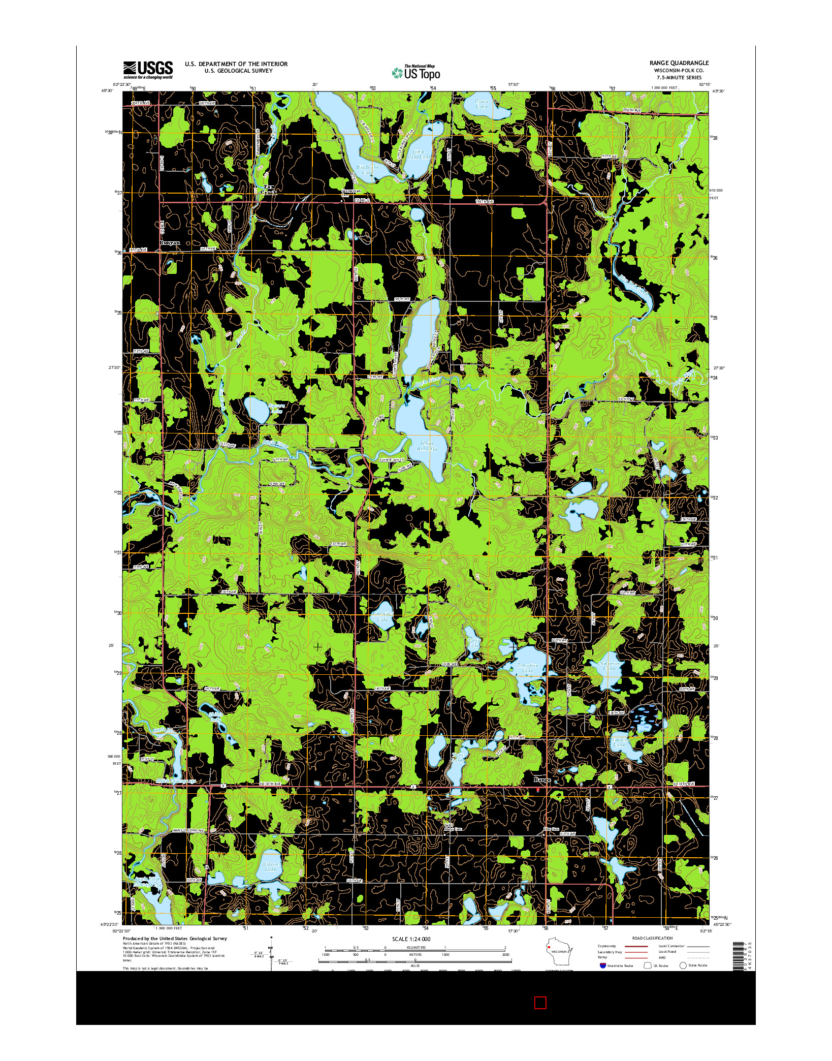 USGS US TOPO 7.5-MINUTE MAP FOR RANGE, WI 2015