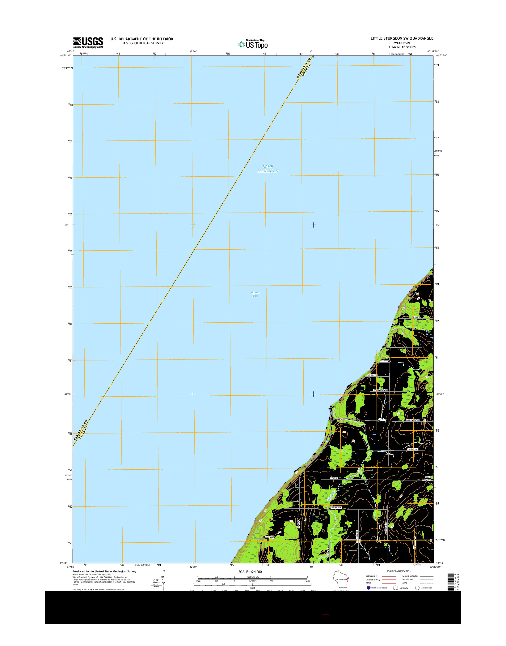 USGS US TOPO 7.5-MINUTE MAP FOR LITTLE STURGEON SW, WI 2015