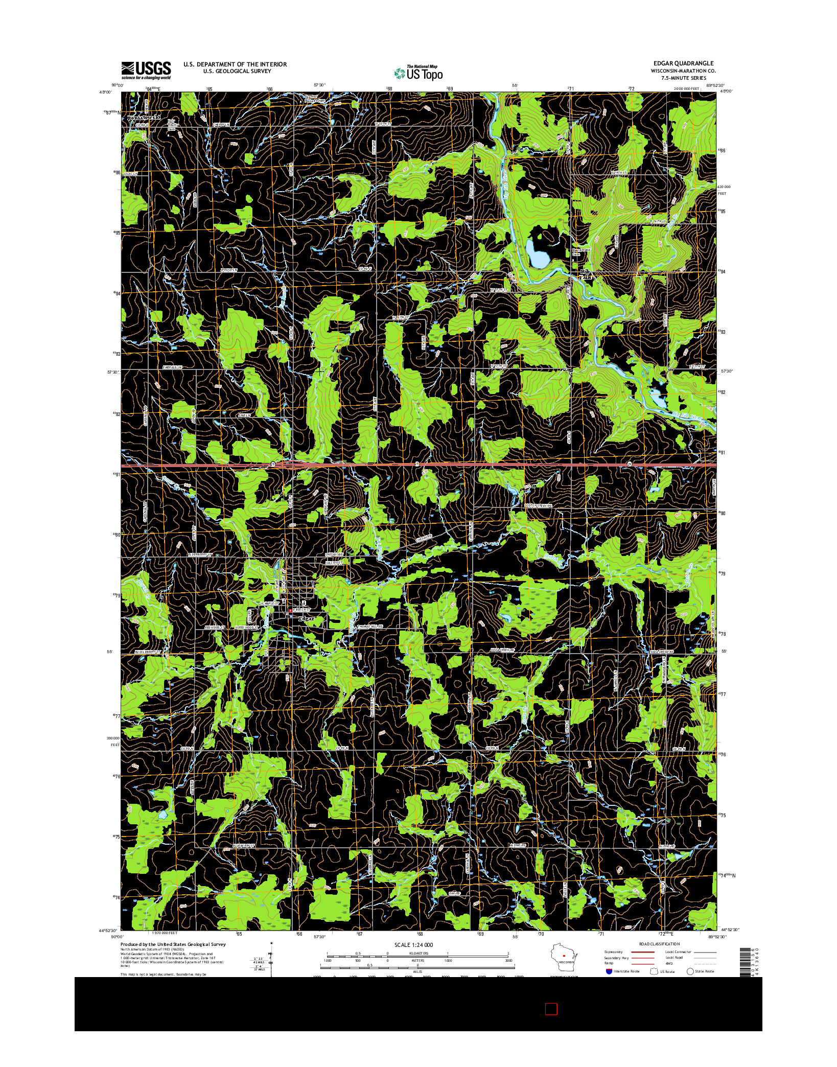 USGS US TOPO 7.5-MINUTE MAP FOR EDGAR, WI 2015