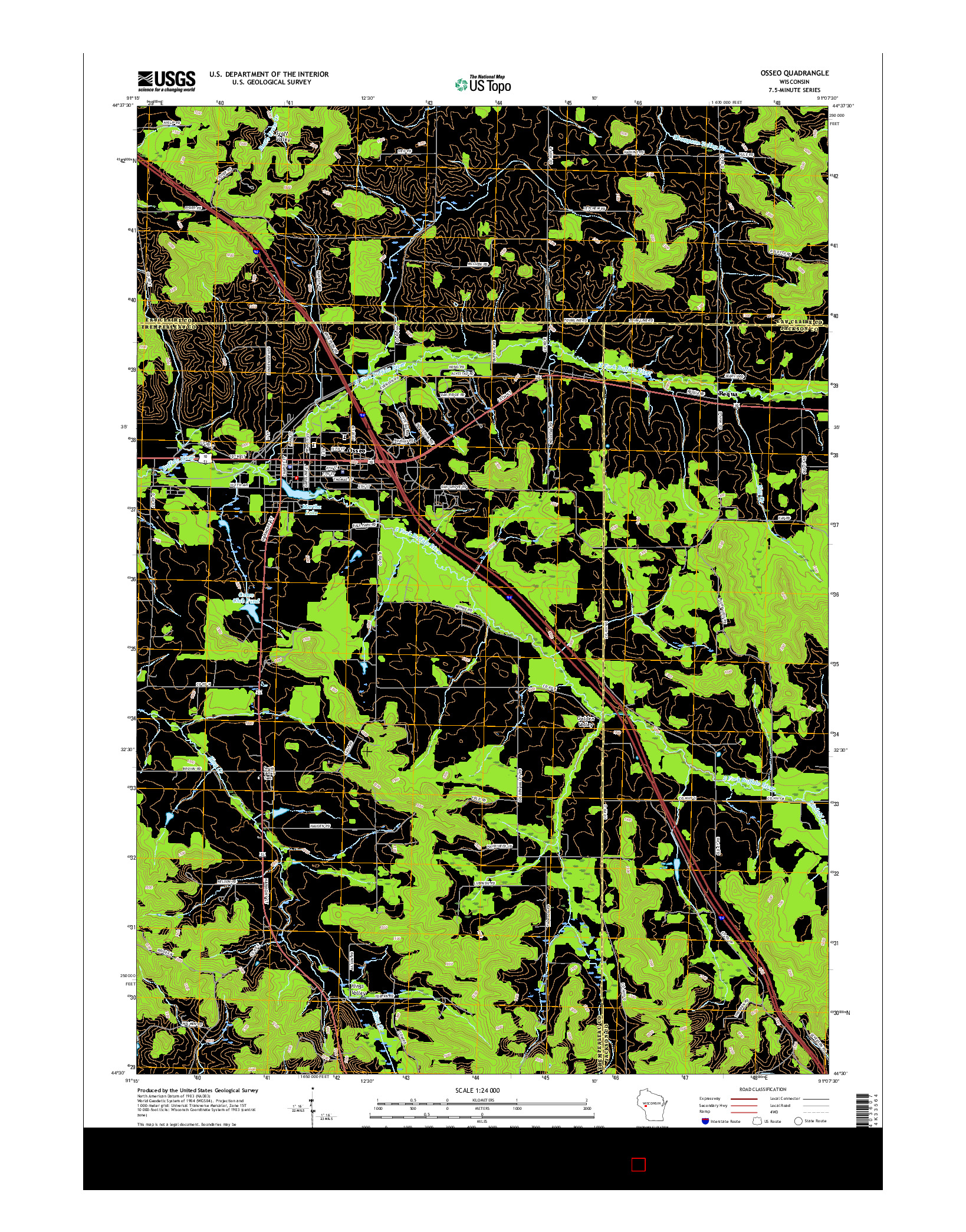 USGS US TOPO 7.5-MINUTE MAP FOR OSSEO, WI 2015