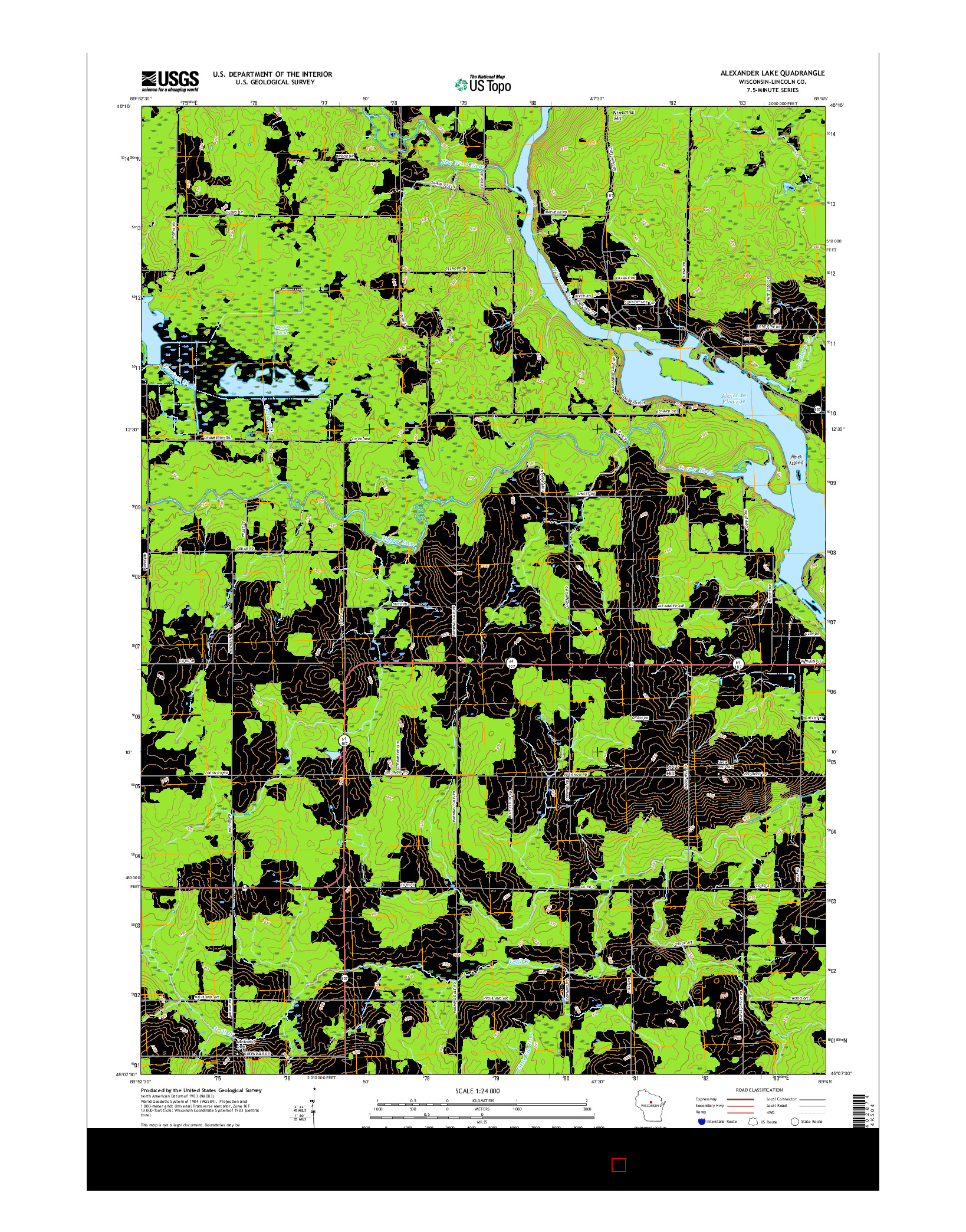 USGS US TOPO 7.5-MINUTE MAP FOR ALEXANDER LAKE, WI 2015