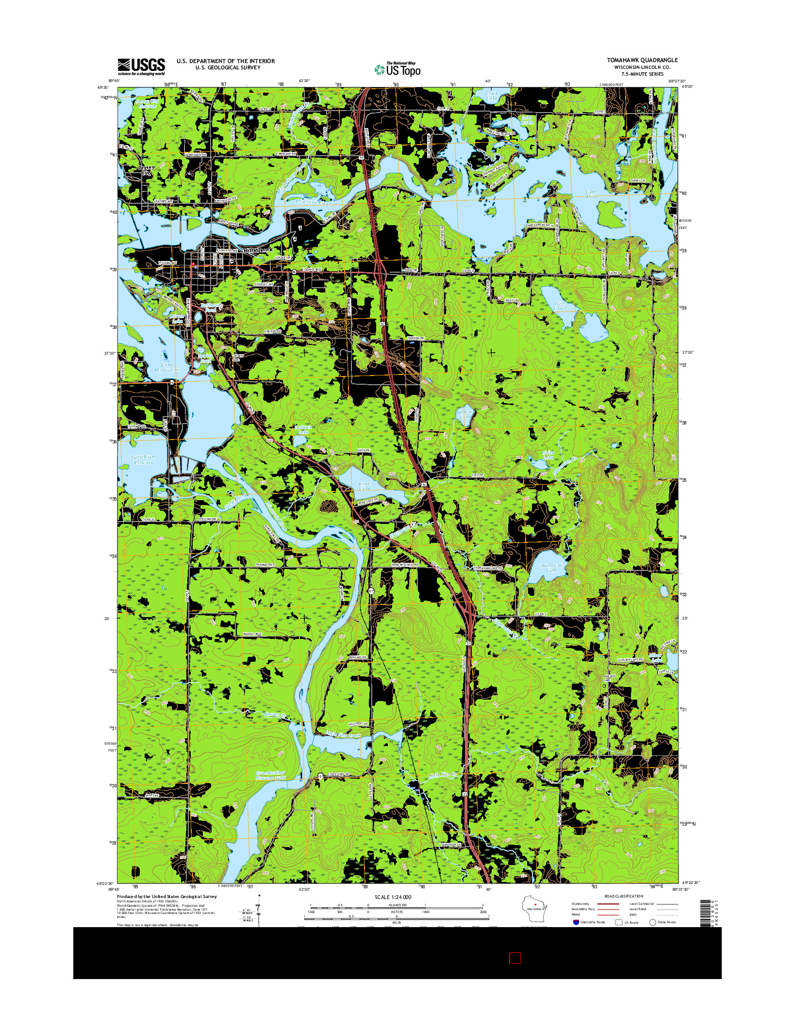 USGS US TOPO 7.5-MINUTE MAP FOR TOMAHAWK, WI 2015