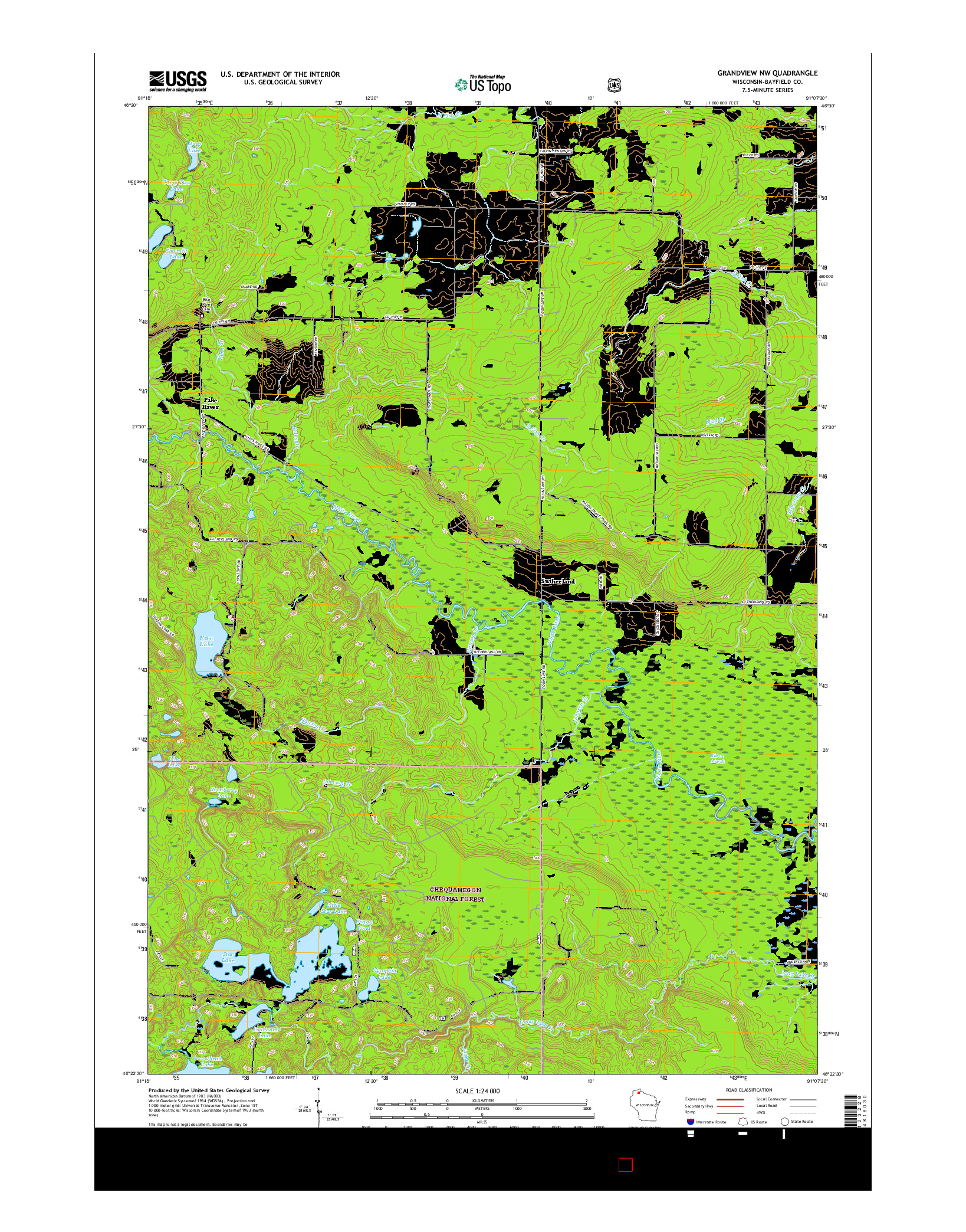 USGS US TOPO 7.5-MINUTE MAP FOR GRANDVIEW NW, WI 2015