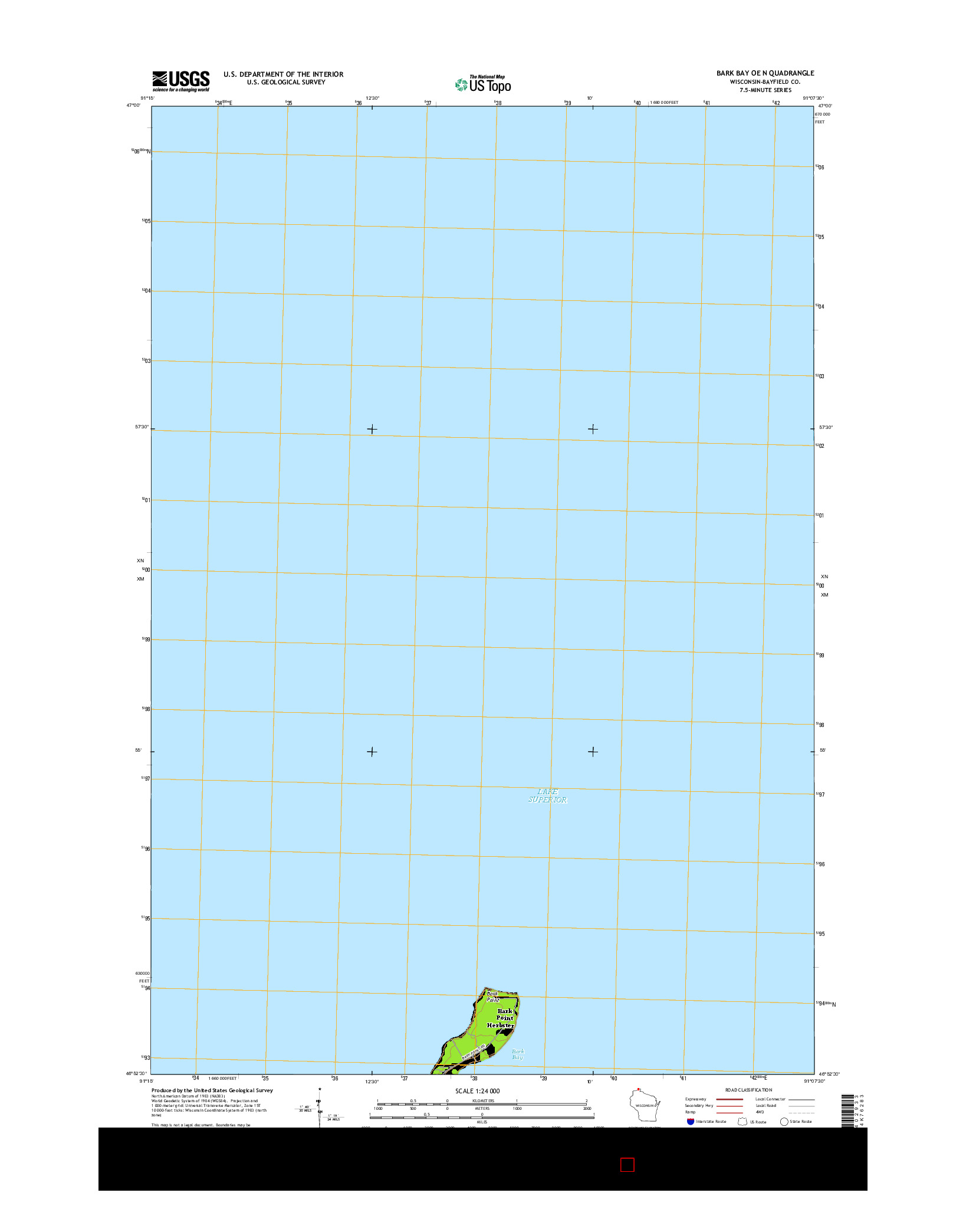 USGS US TOPO 7.5-MINUTE MAP FOR BARK BAY OE N, WI 2015