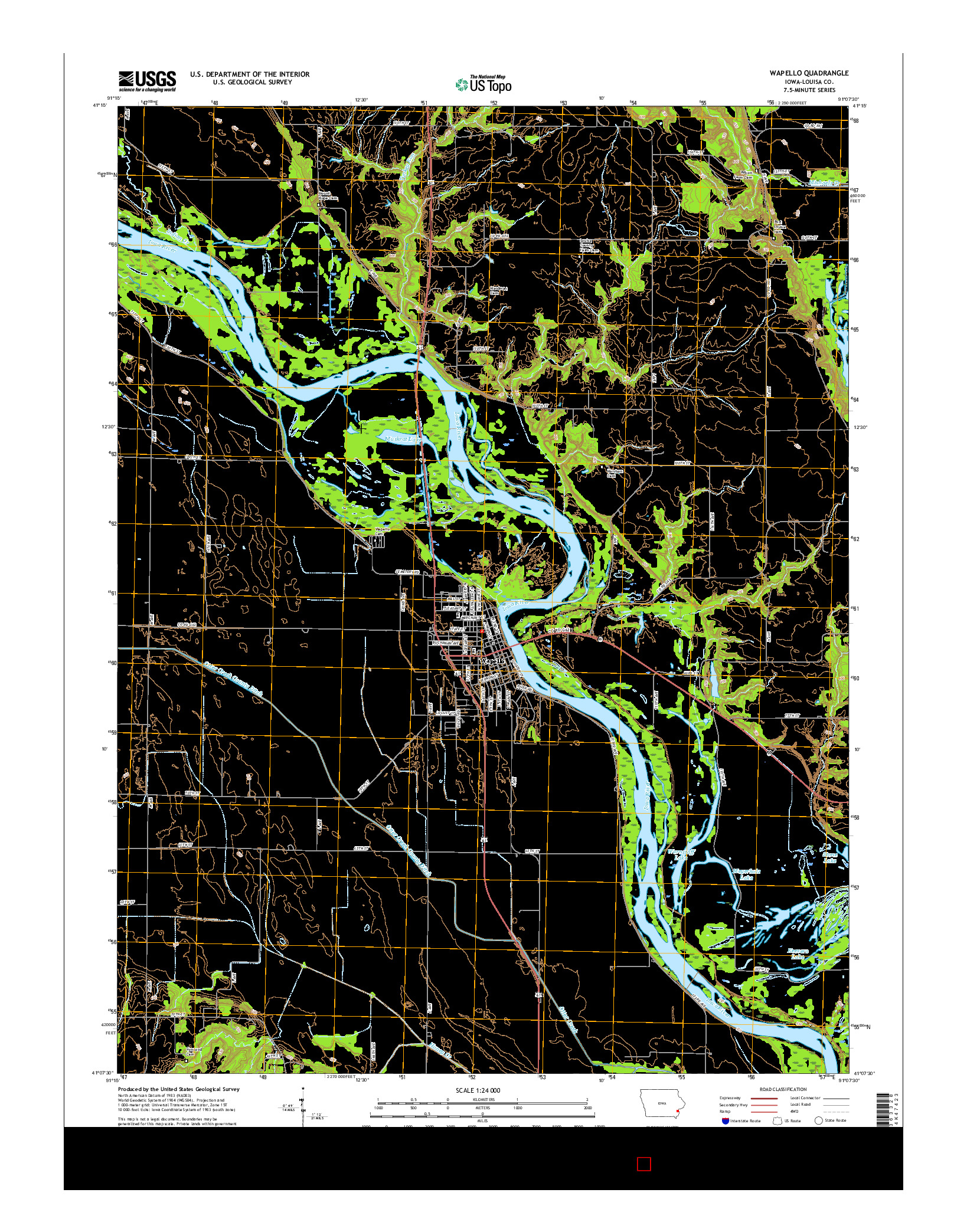 USGS US TOPO 7.5-MINUTE MAP FOR WAPELLO, IA 2015