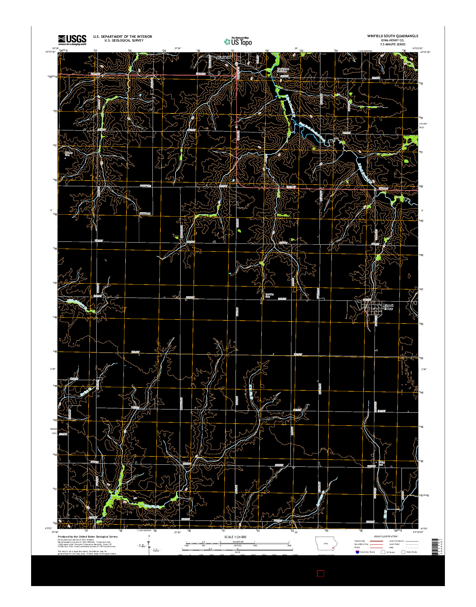 USGS US TOPO 7.5-MINUTE MAP FOR WINFIELD SOUTH, IA 2015