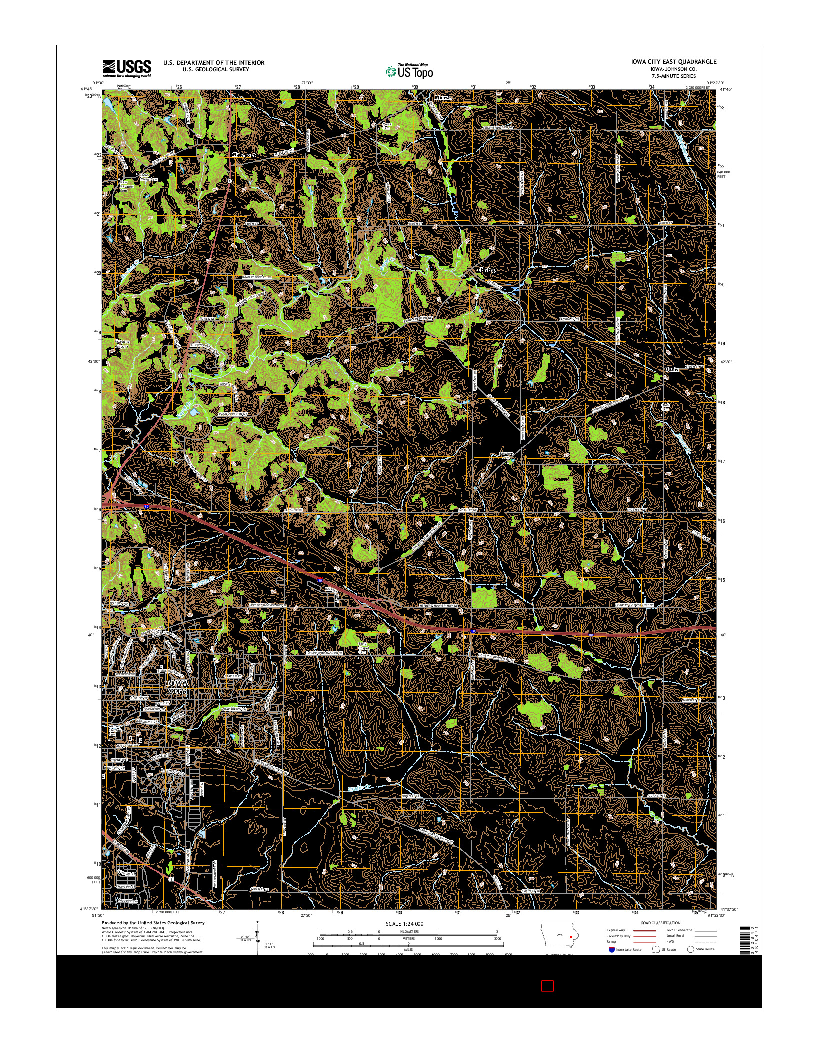 USGS US TOPO 7.5-MINUTE MAP FOR IOWA CITY EAST, IA 2015