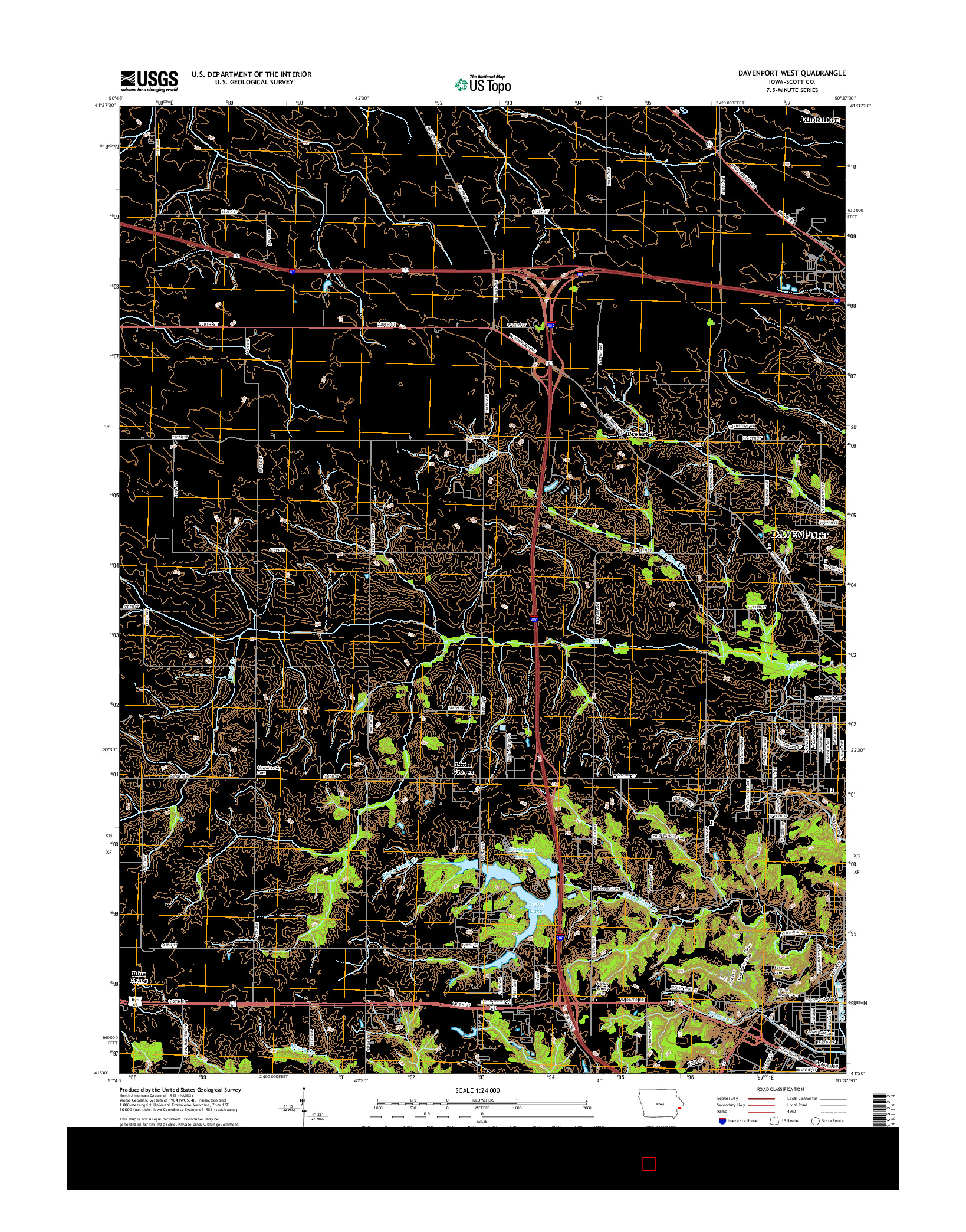 USGS US TOPO 7.5-MINUTE MAP FOR DAVENPORT WEST, IA 2015