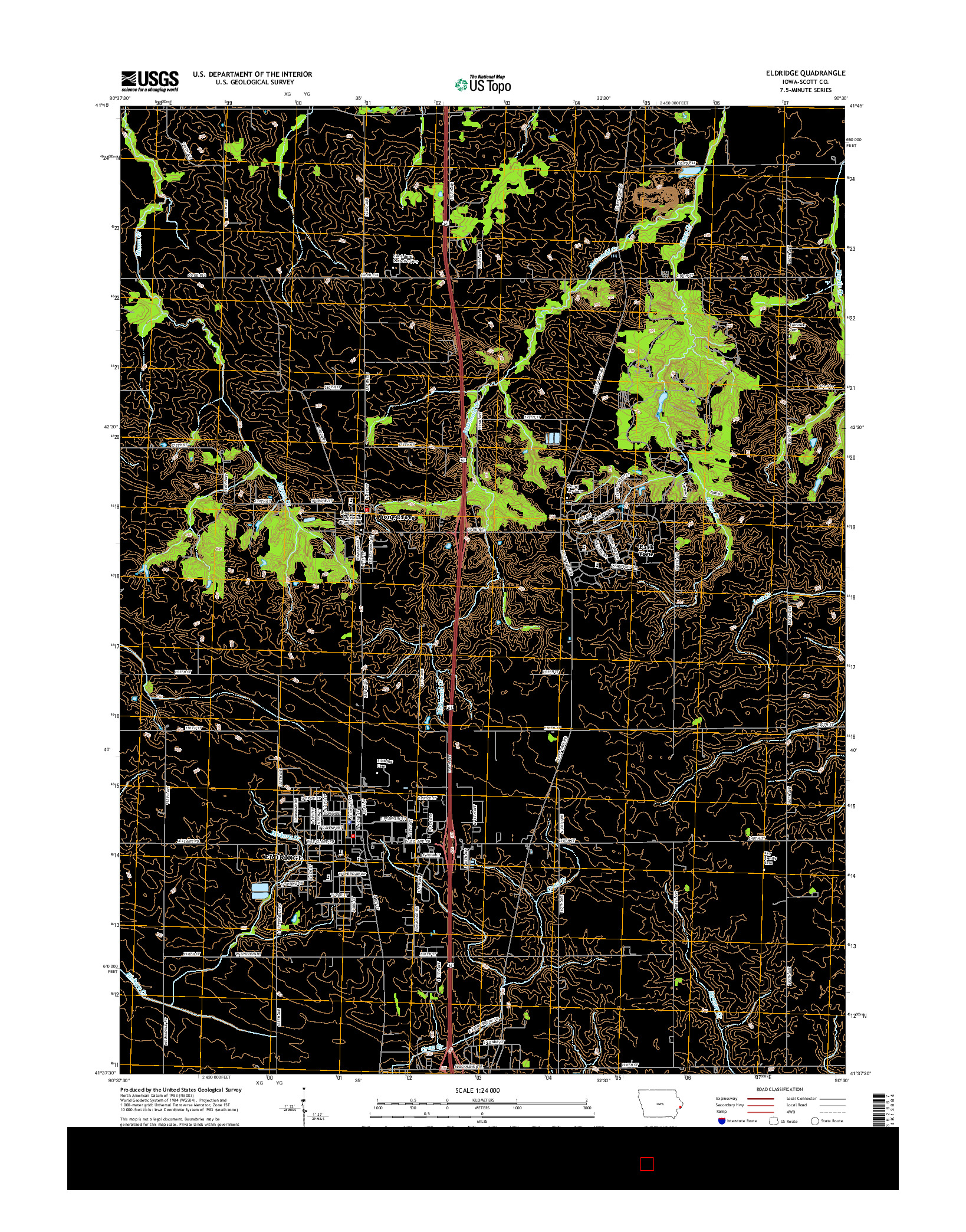 USGS US TOPO 7.5-MINUTE MAP FOR ELDRIDGE, IA 2015