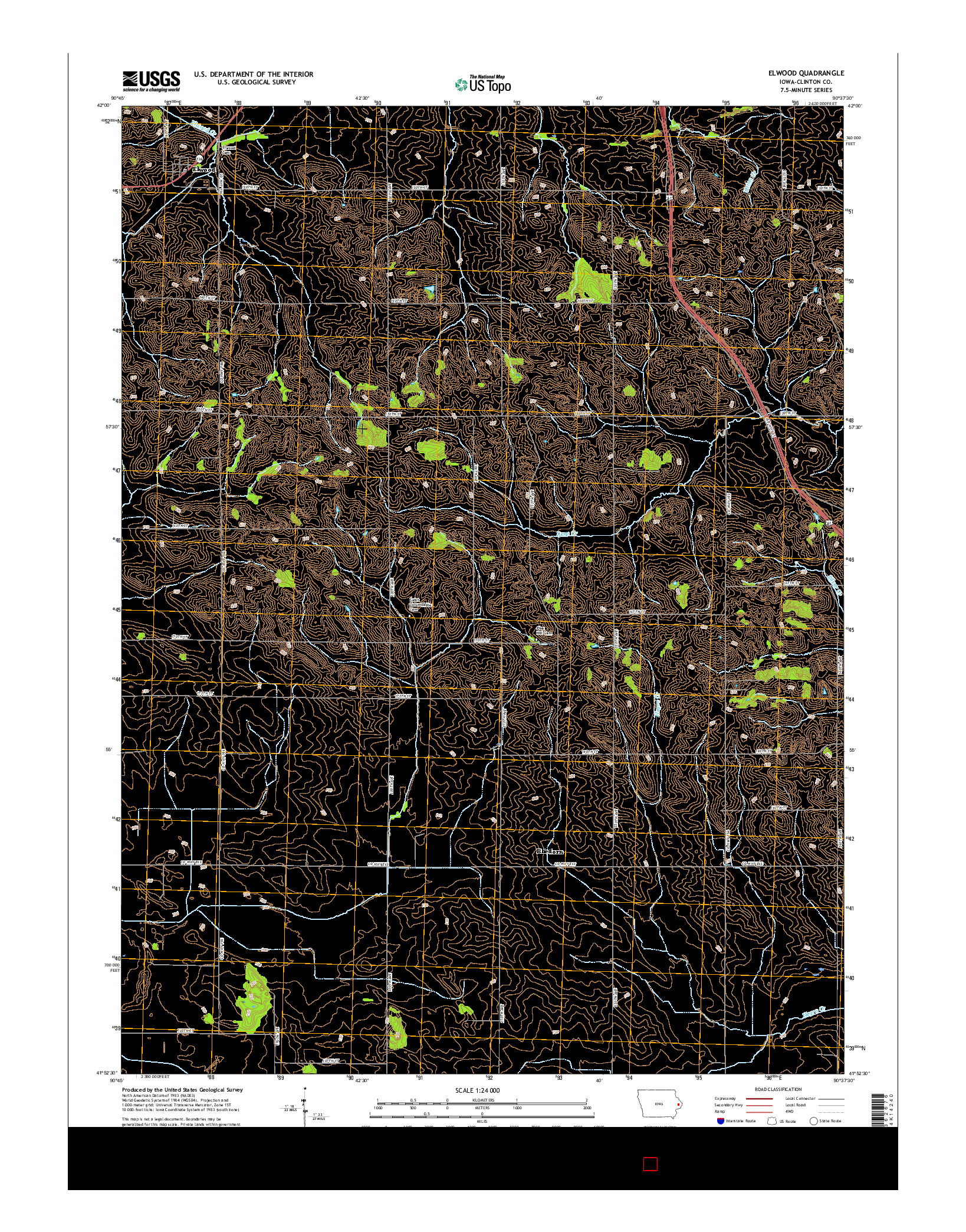 USGS US TOPO 7.5-MINUTE MAP FOR ELWOOD, IA 2015