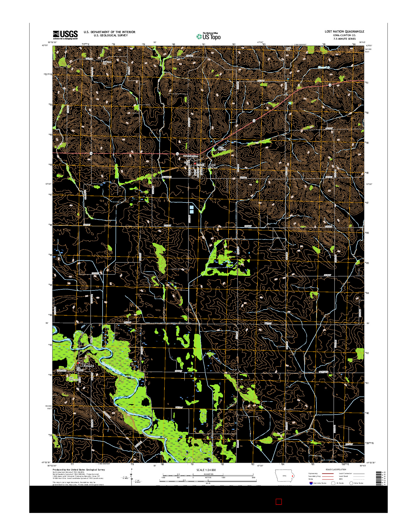 USGS US TOPO 7.5-MINUTE MAP FOR LOST NATION, IA 2015
