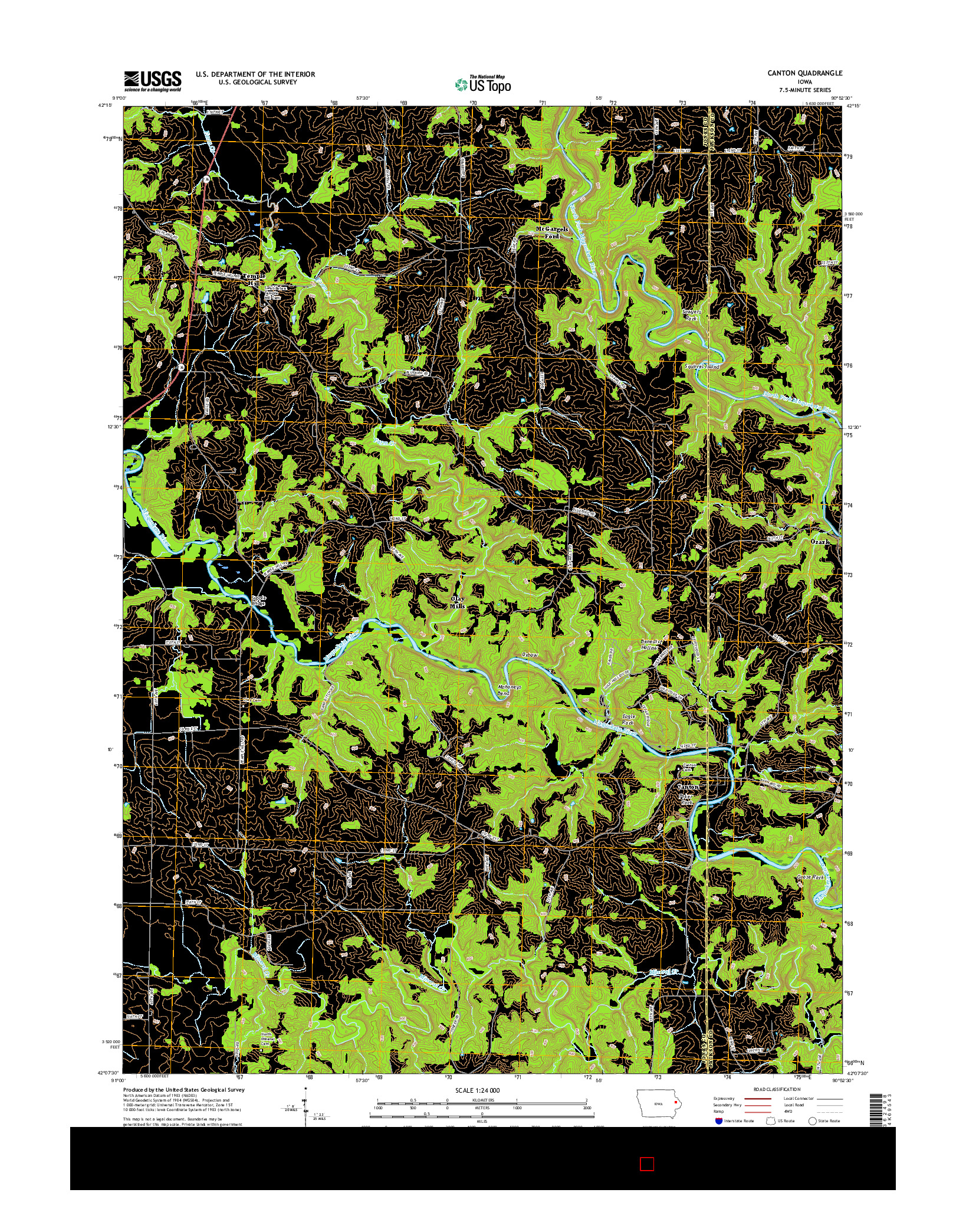 USGS US TOPO 7.5-MINUTE MAP FOR CANTON, IA 2015