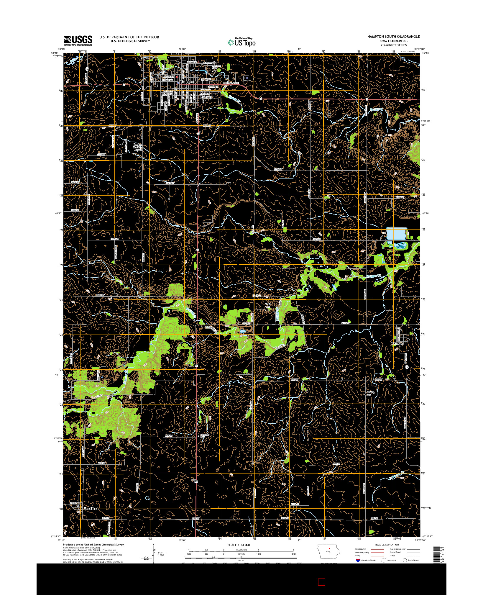 USGS US TOPO 7.5-MINUTE MAP FOR HAMPTON SOUTH, IA 2015