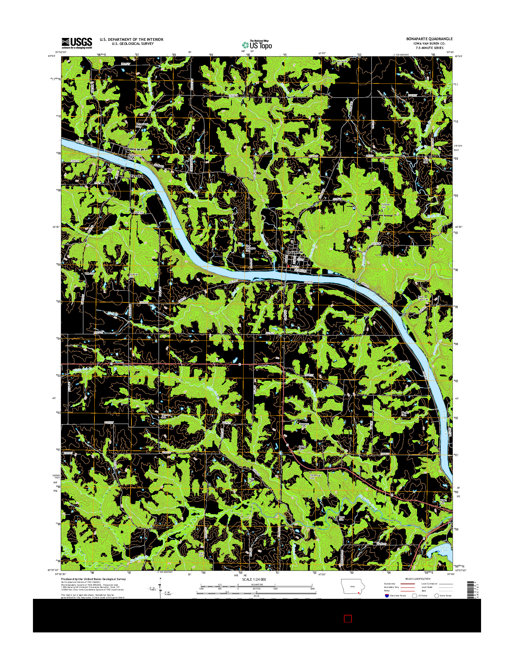 USGS US TOPO 7.5-MINUTE MAP FOR BONAPARTE, IA 2015