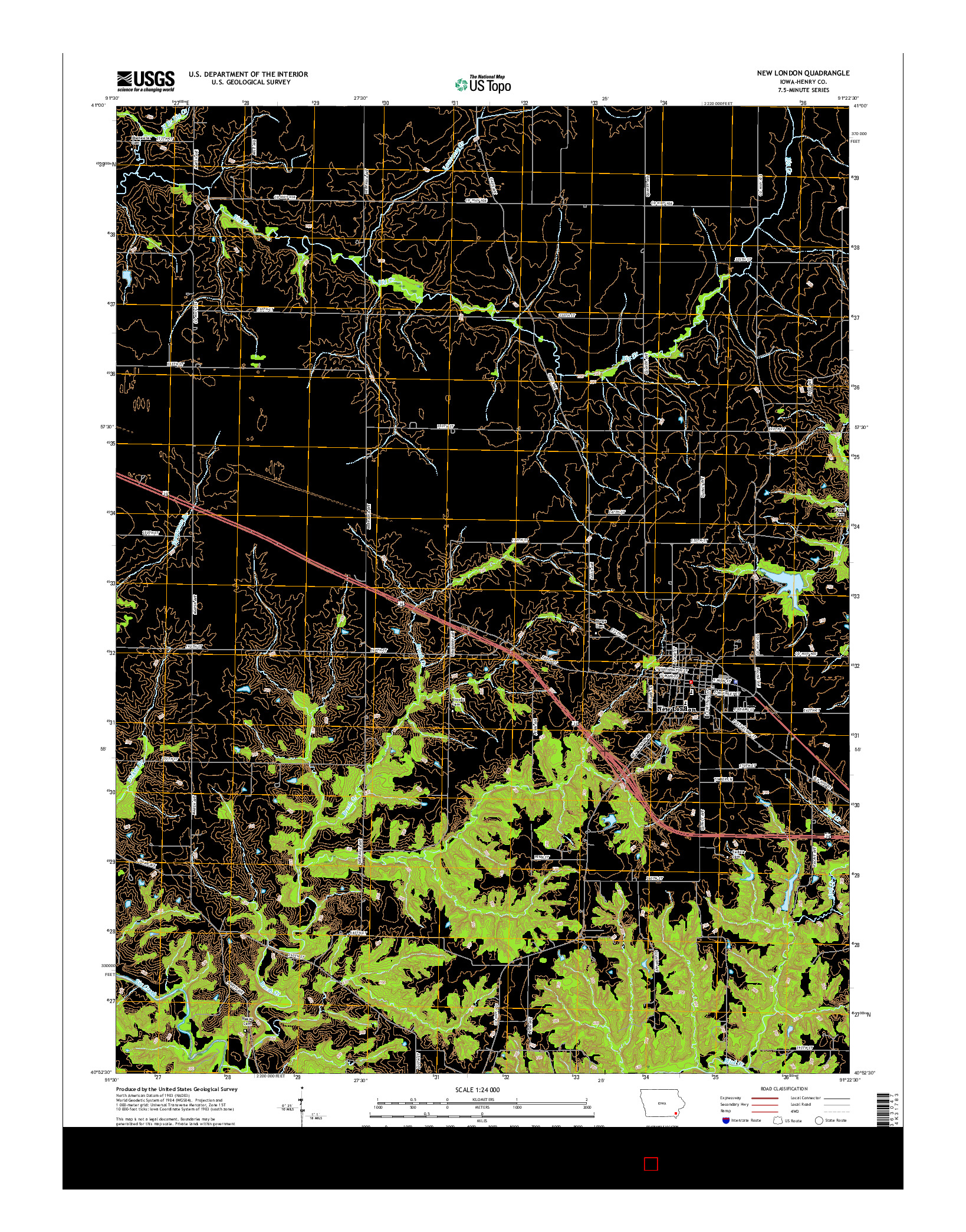 USGS US TOPO 7.5-MINUTE MAP FOR NEW LONDON, IA 2015