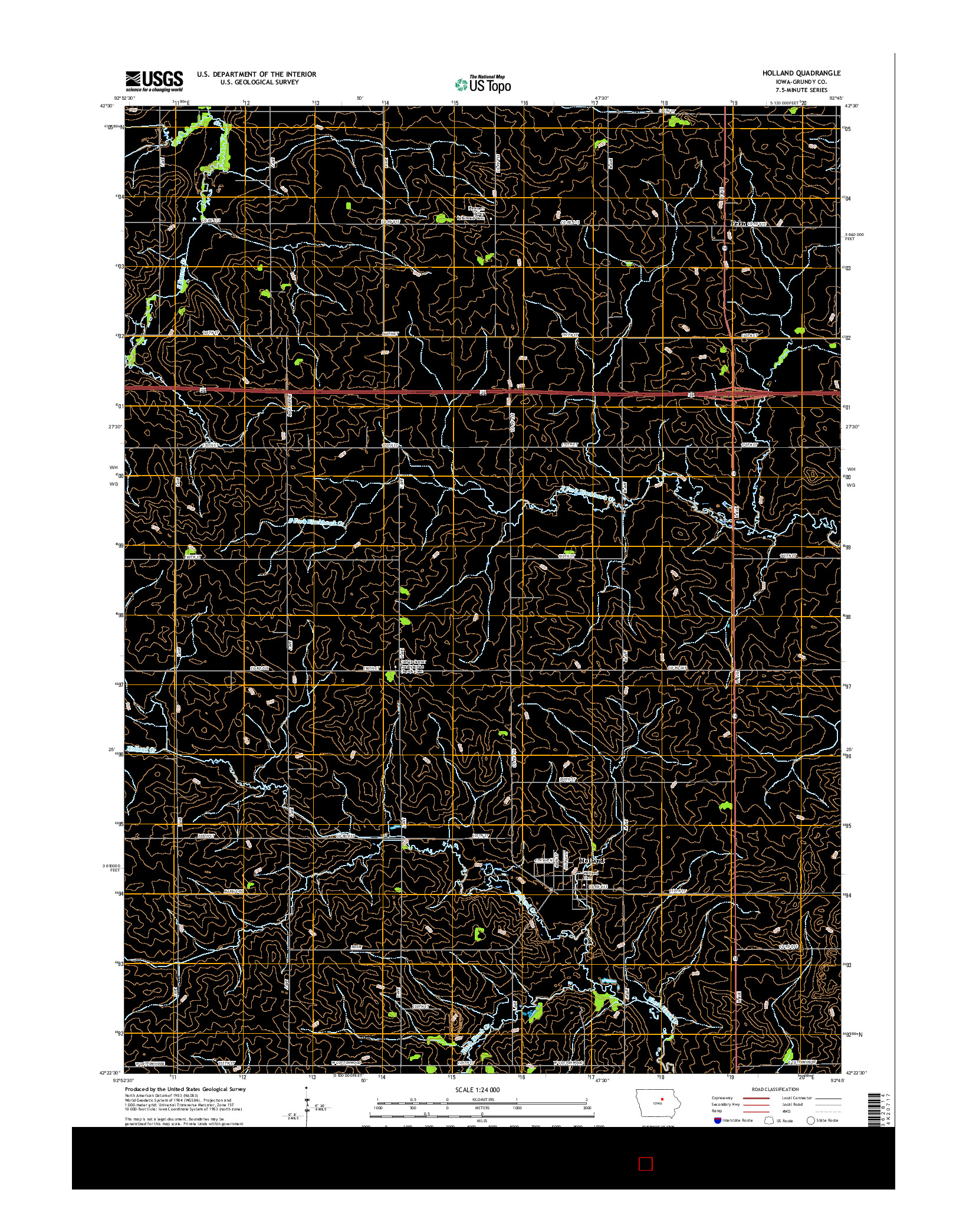 USGS US TOPO 7.5-MINUTE MAP FOR HOLLAND, IA 2015