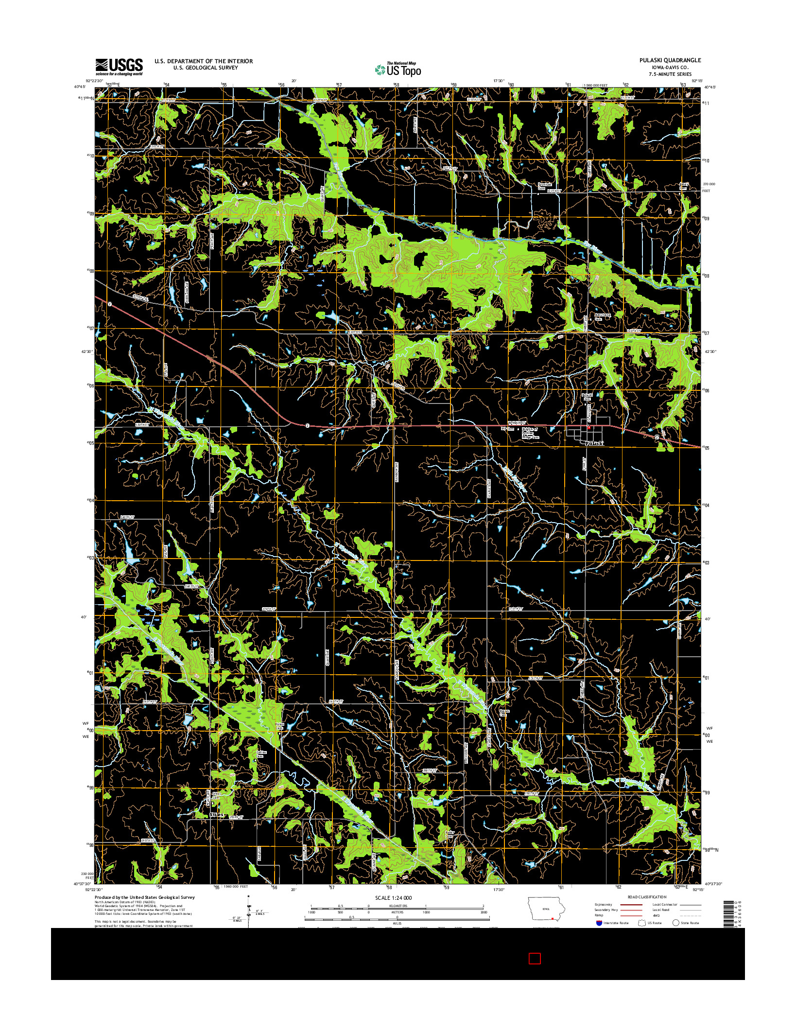 USGS US TOPO 7.5-MINUTE MAP FOR PULASKI, IA 2015