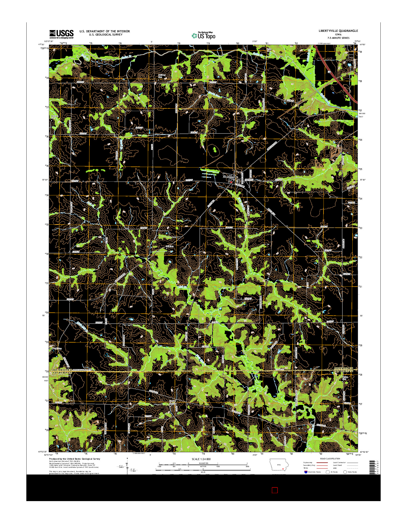 USGS US TOPO 7.5-MINUTE MAP FOR LIBERTYVILLE, IA 2015