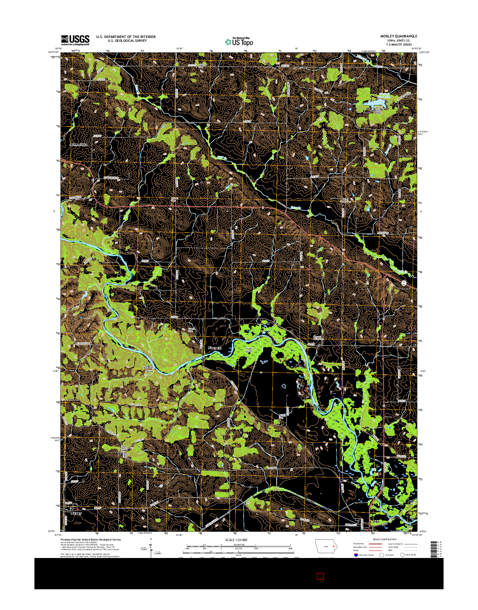 USGS US TOPO 7.5-MINUTE MAP FOR MORLEY, IA 2015