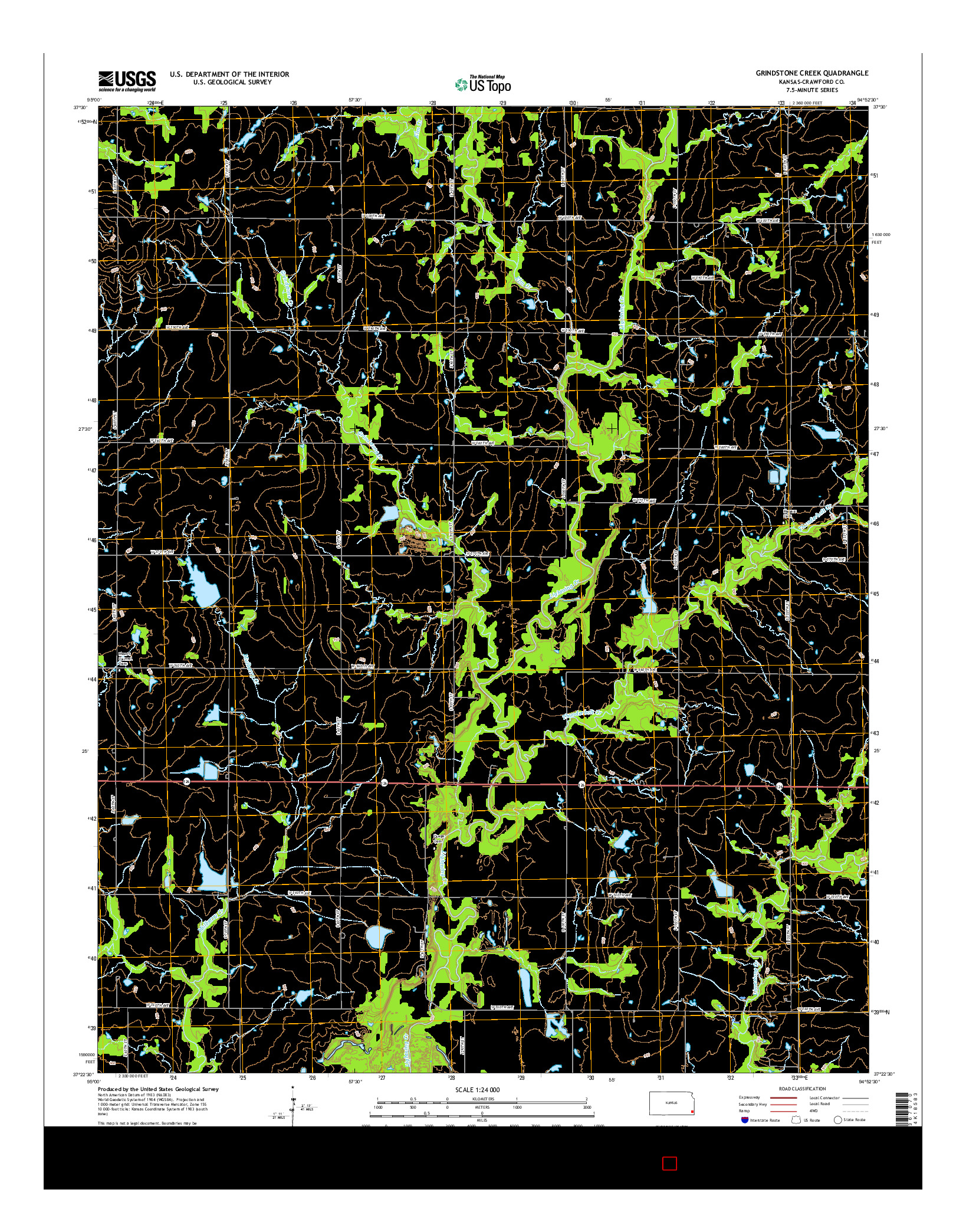 USGS US TOPO 7.5-MINUTE MAP FOR GRINDSTONE CREEK, KS 2015