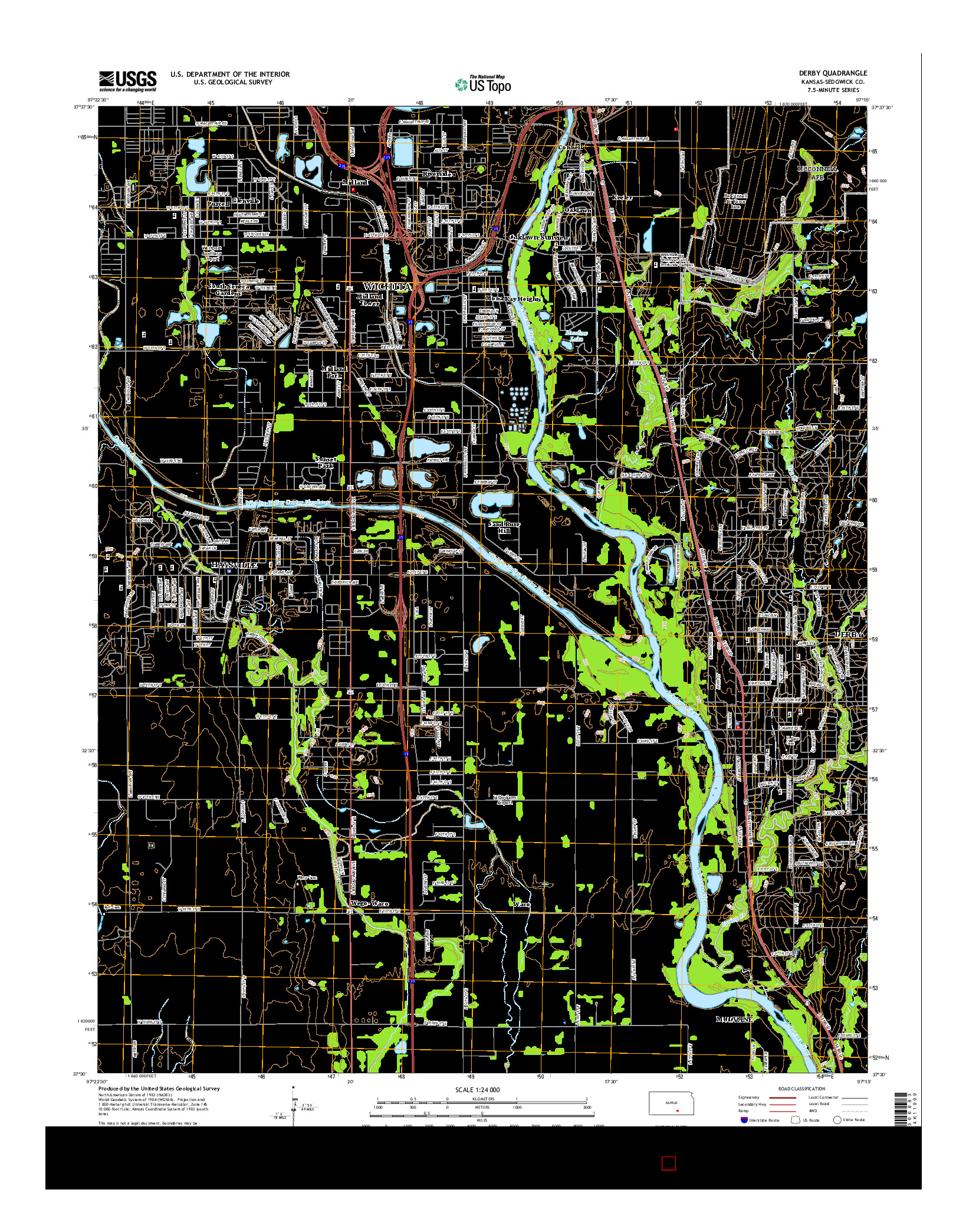 USGS US TOPO 7.5-MINUTE MAP FOR DERBY, KS 2015