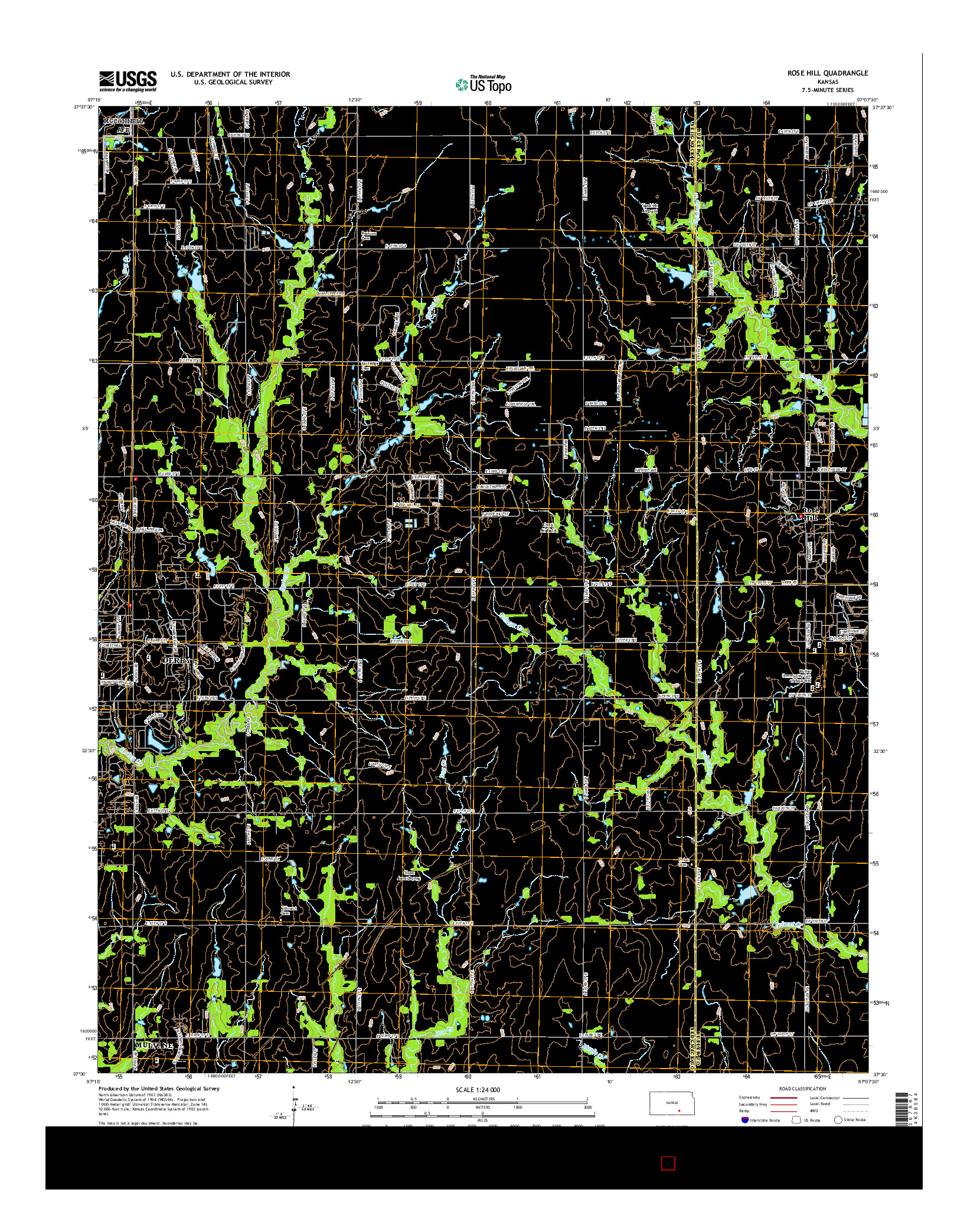 USGS US TOPO 7.5-MINUTE MAP FOR ROSE HILL, KS 2015