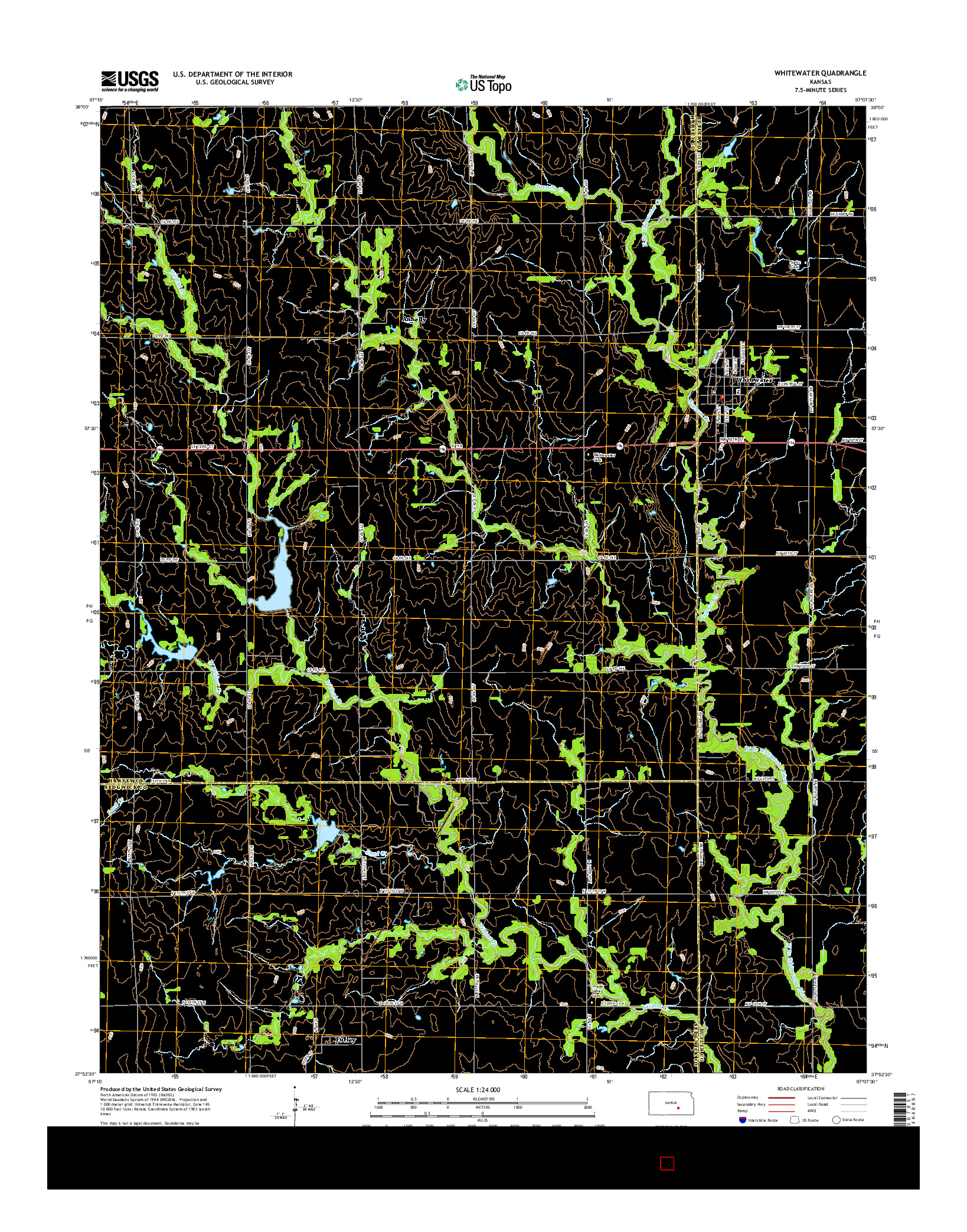 USGS US TOPO 7.5-MINUTE MAP FOR WHITEWATER, KS 2015