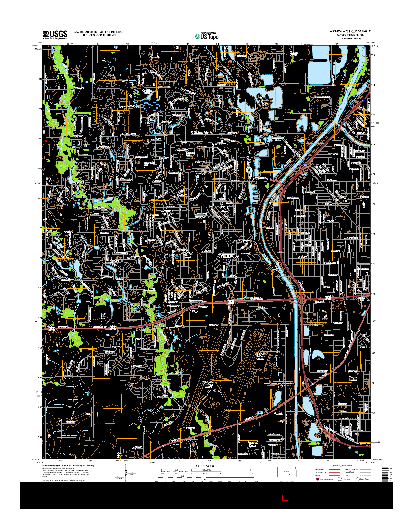 USGS US TOPO 7.5-MINUTE MAP FOR WICHITA WEST, KS 2015