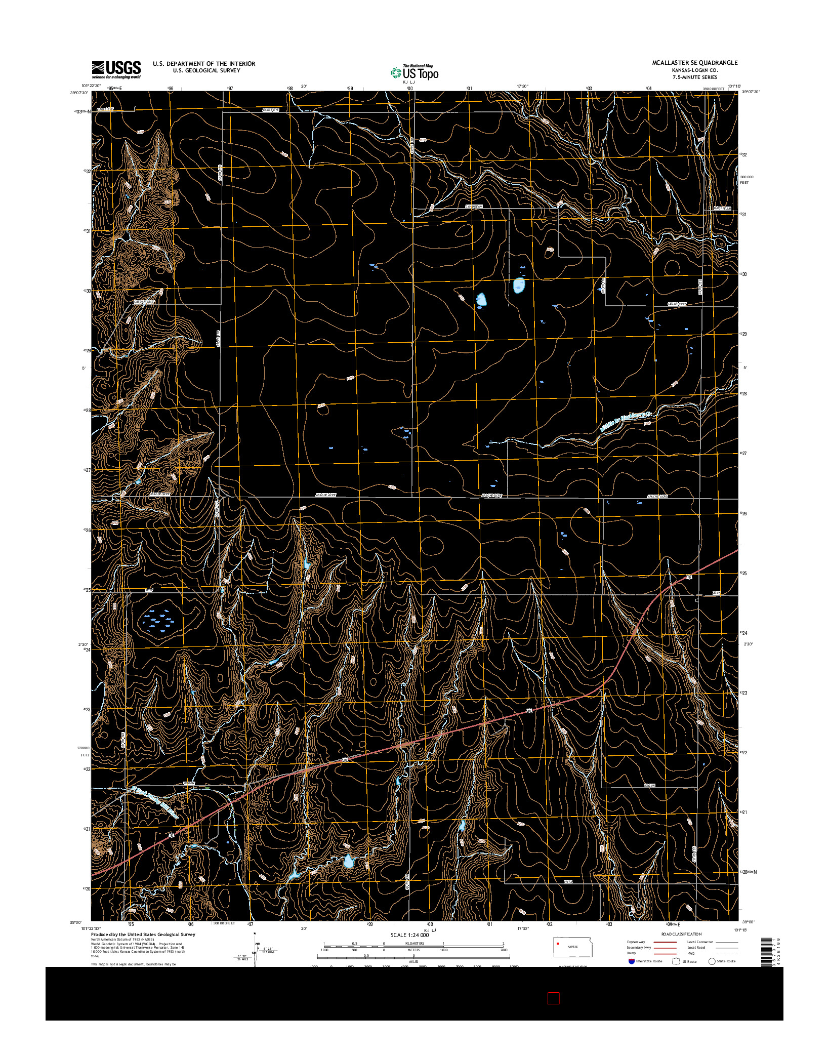 USGS US TOPO 7.5-MINUTE MAP FOR MCALLASTER SE, KS 2015