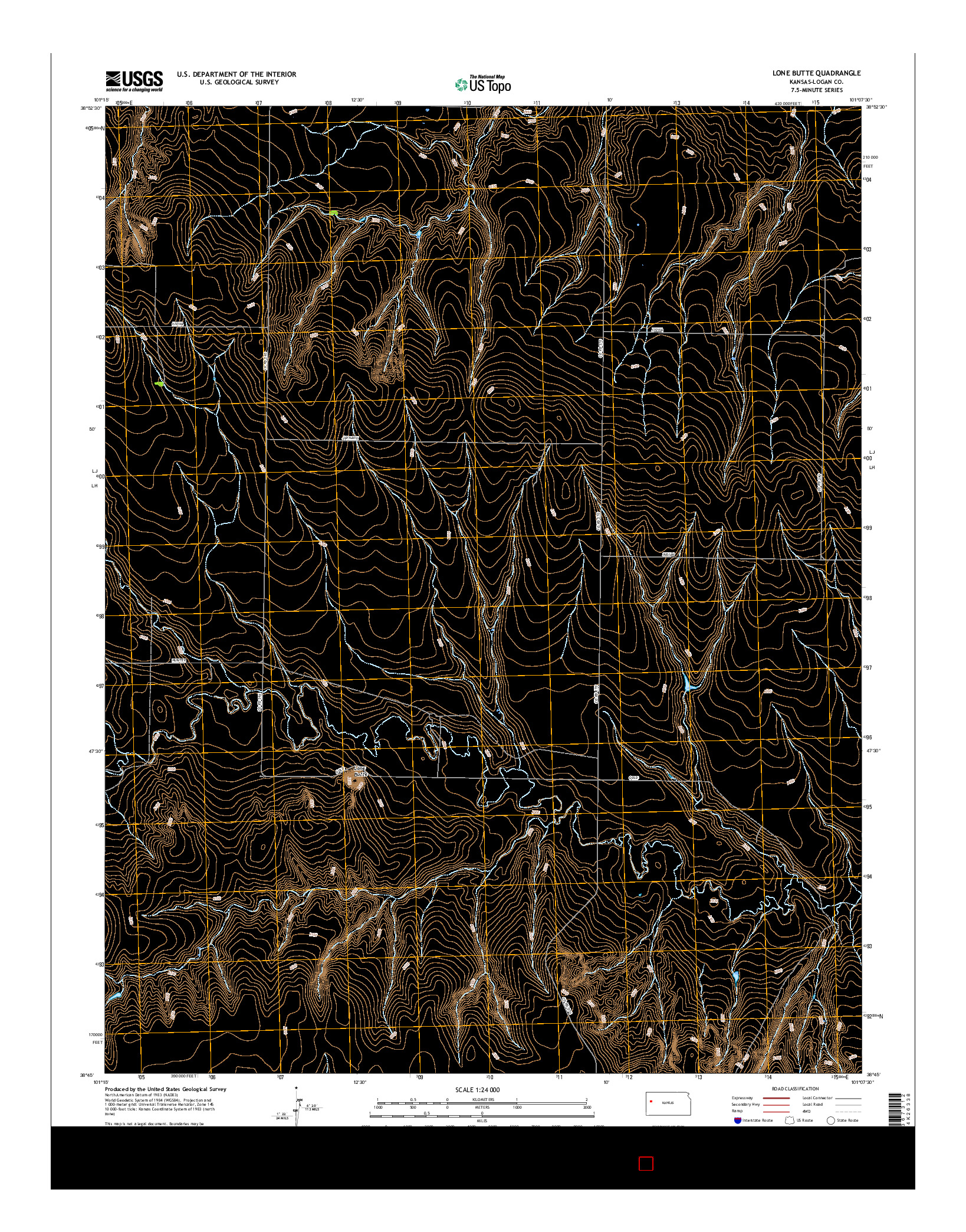 USGS US TOPO 7.5-MINUTE MAP FOR LONE BUTTE, KS 2015