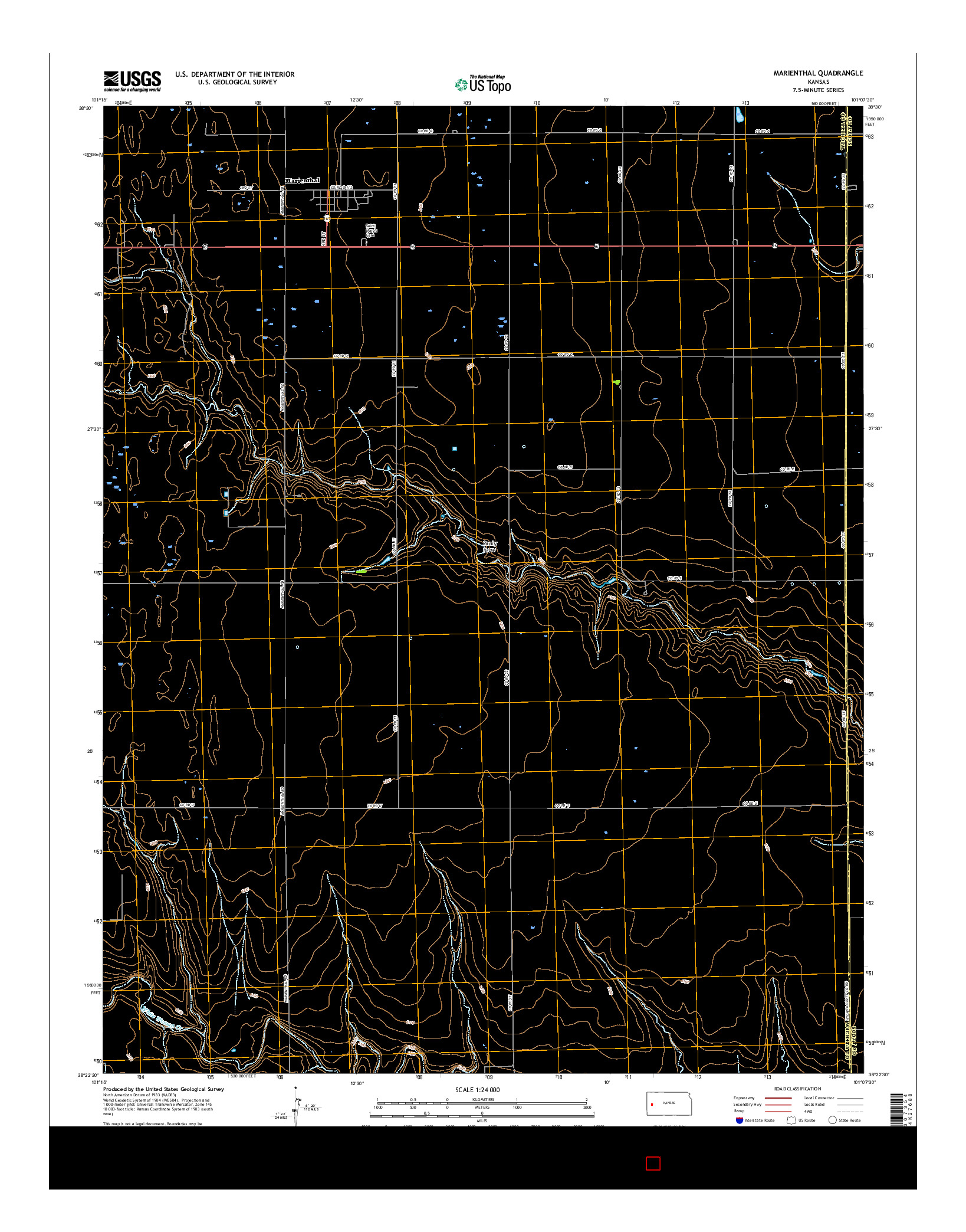 USGS US TOPO 7.5-MINUTE MAP FOR MARIENTHAL, KS 2015