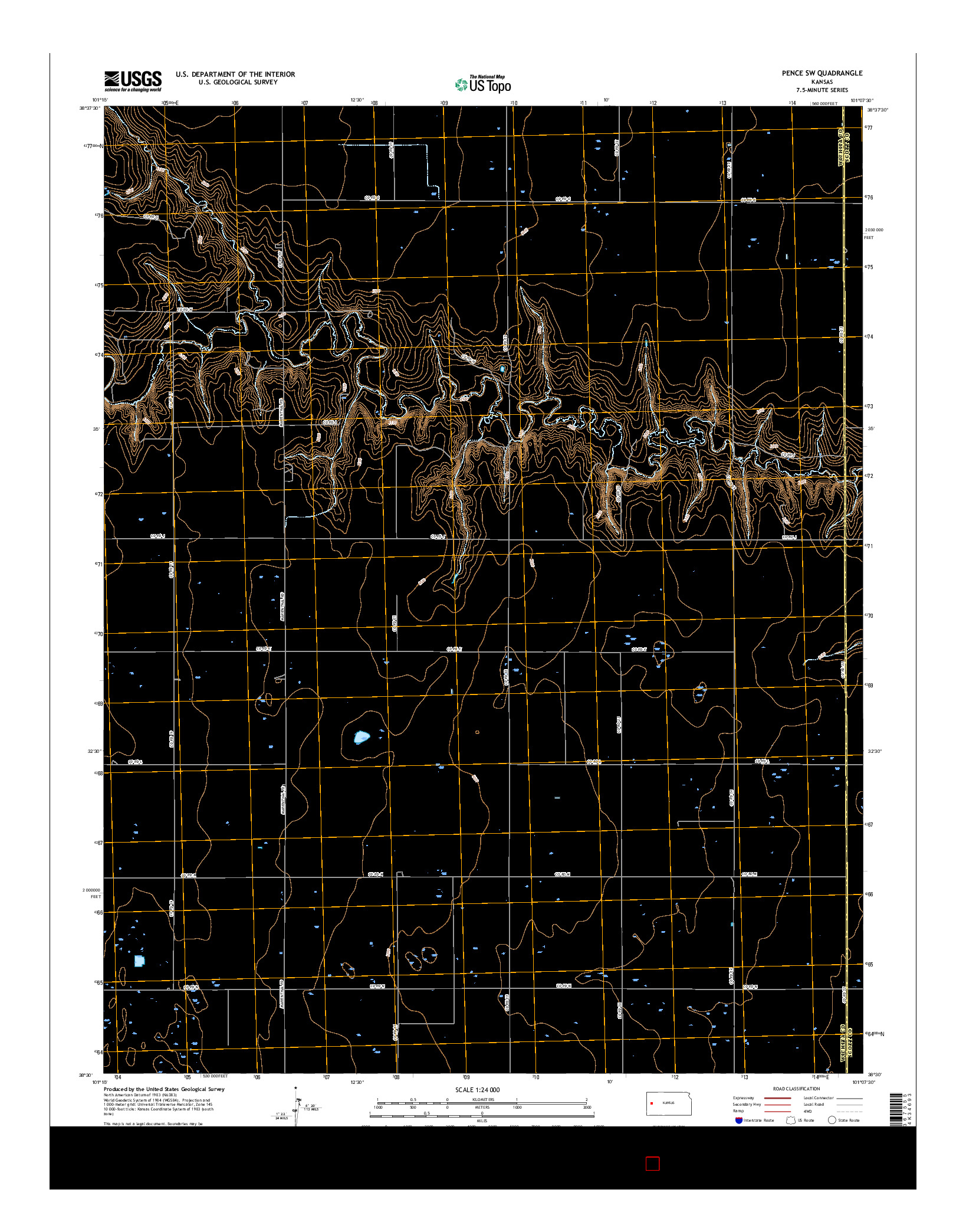 USGS US TOPO 7.5-MINUTE MAP FOR PENCE SW, KS 2015